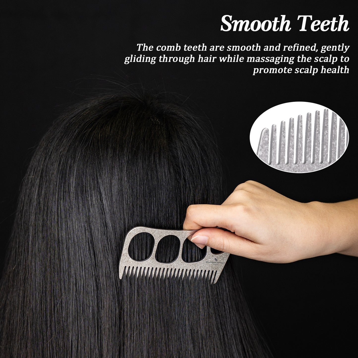 Boundless Voyage Titanium Crescent Comb, Unisex Hair & Beard Grooming Comb for Household Daily Use and Travel Carry
