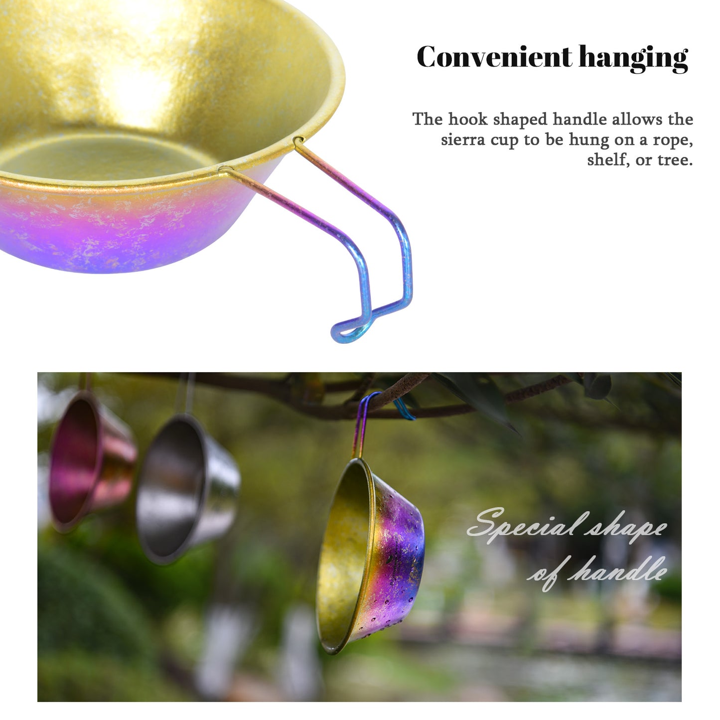 Boundless Voyage High-Temp Crystallized Pure Titanium Sierra Cup Bowl with Handle 300ml | Portable Outdoor Mug Cookware Tableware for Camping & Hiking Ti1100T