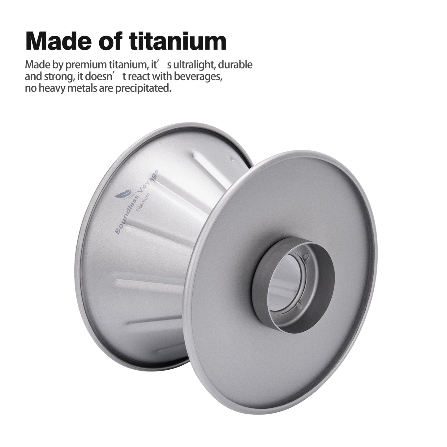 Boundless Voyage Titanium Pour Over Coffee Dripper | Reusable Cone Coffee Strainer Filter, 1-2 Cup Single Serve Coffee Brewer for Travel Camping Home Ti6005P