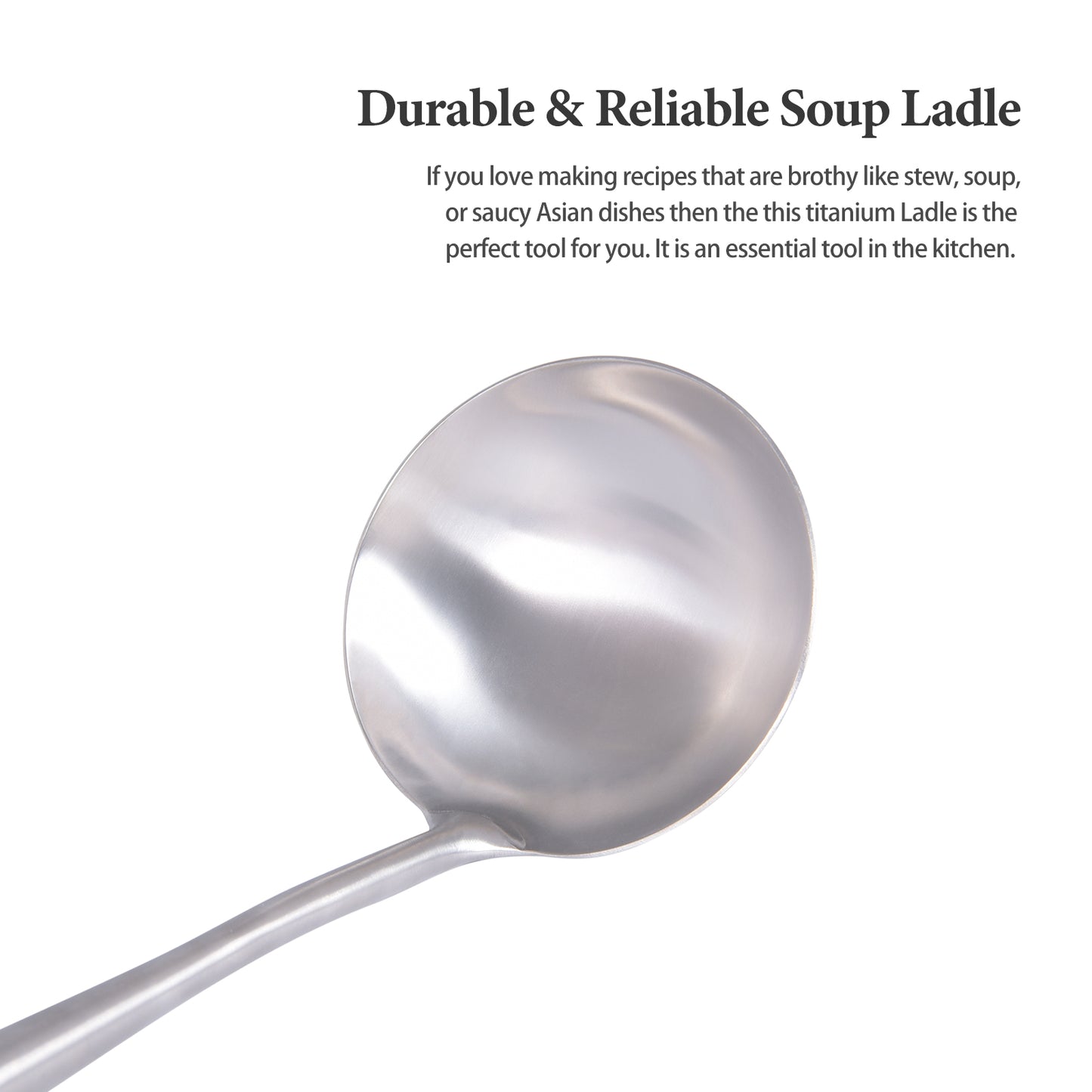 Boundless Voyage Pure Titanium Soup Ladle, Rust-Proof Durable Serving Spoon with Wooden Handle, Kitchen Utensil for Cooking Gravy & Sauces Home Outdoor Use Ti5004P