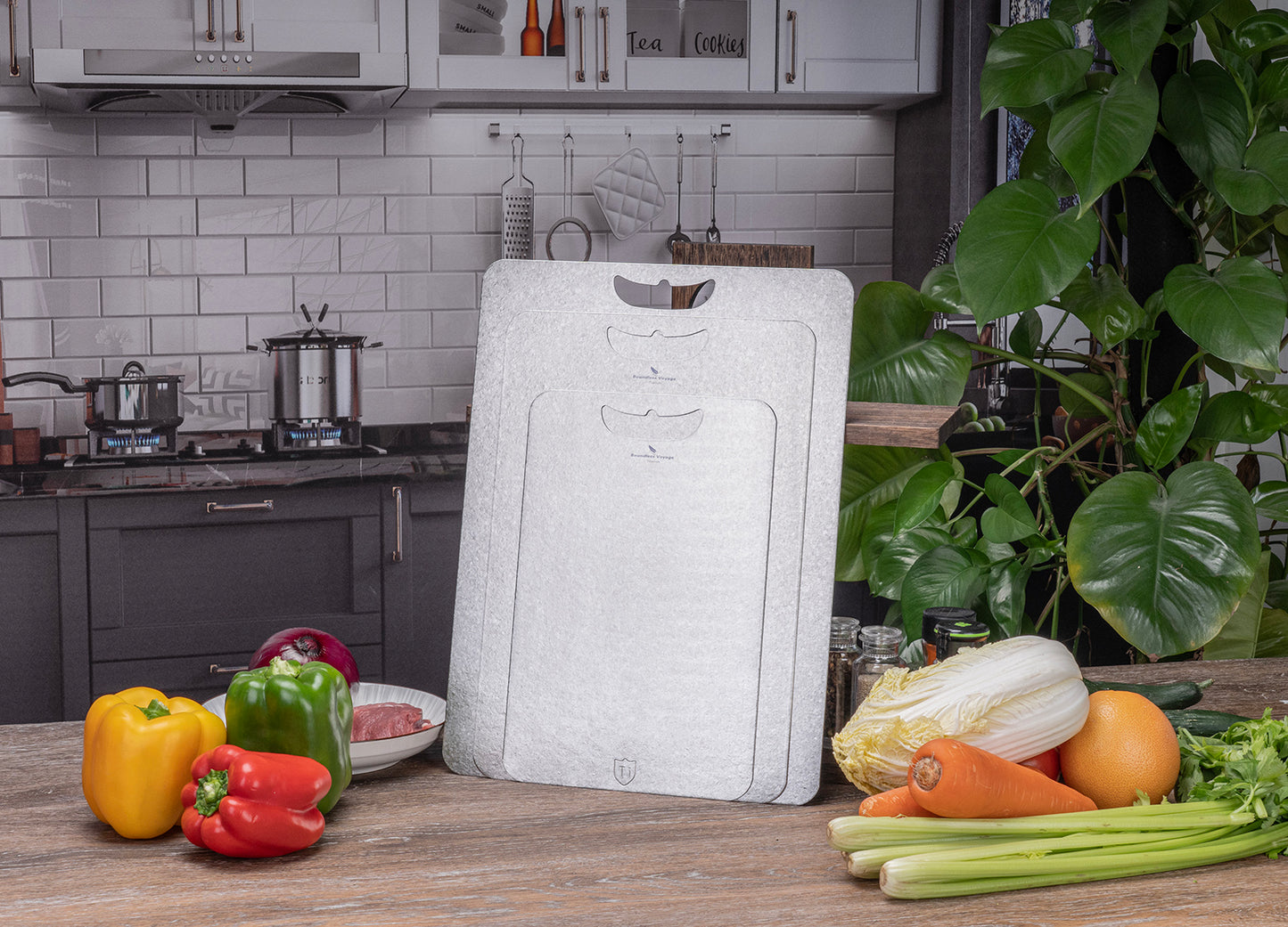 Boundless Voyage Titanium Cutting Board 1.5mm Crystalline, Dual-Side Hanging Hole for Kitchen Camping Ti5006P-Ti5008P