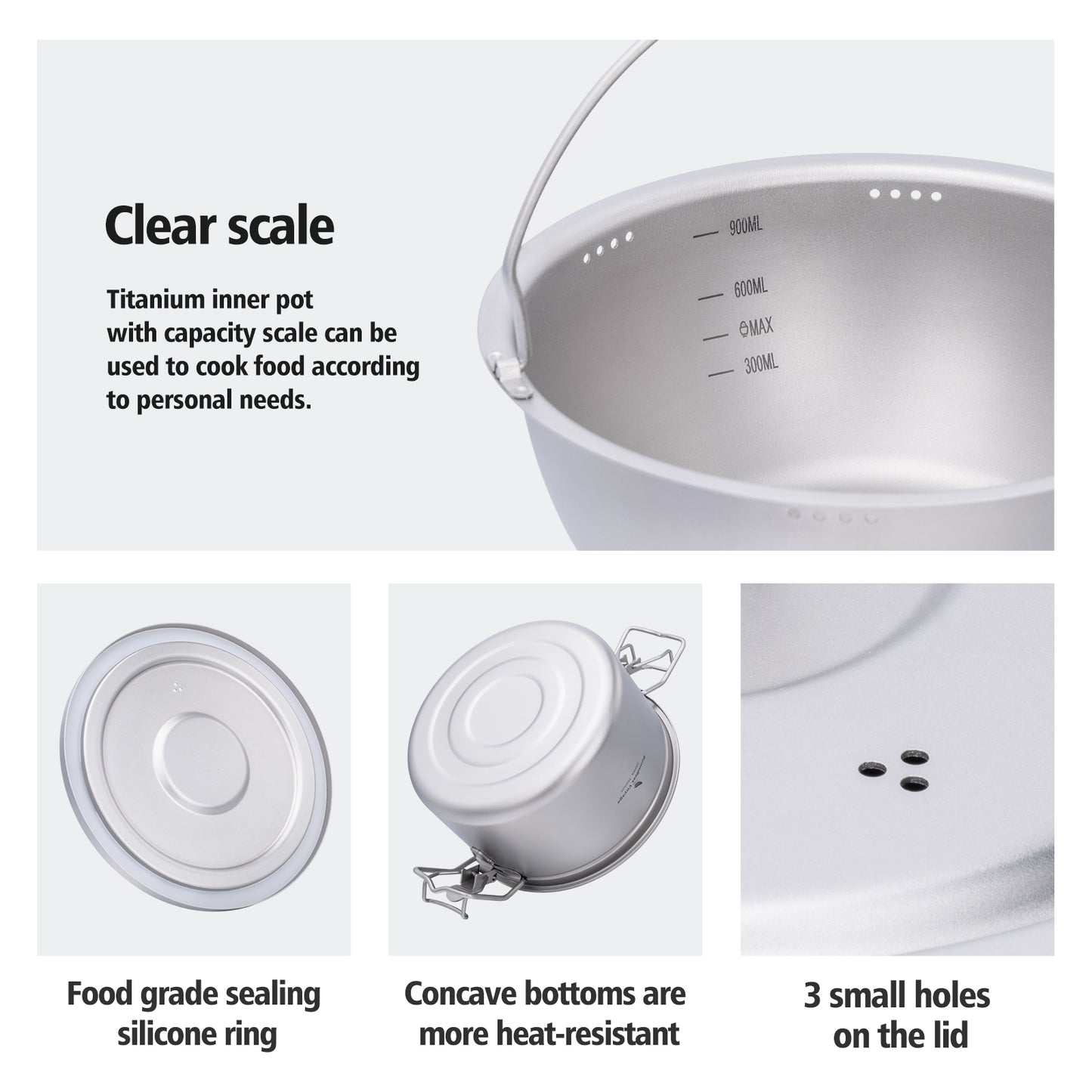 Boundless Voyage Titanium Pot Multifunctional Rice Cooker 2L+0.9L Pot Set Ultralight Outdoor Camping Cookware Ti2087C