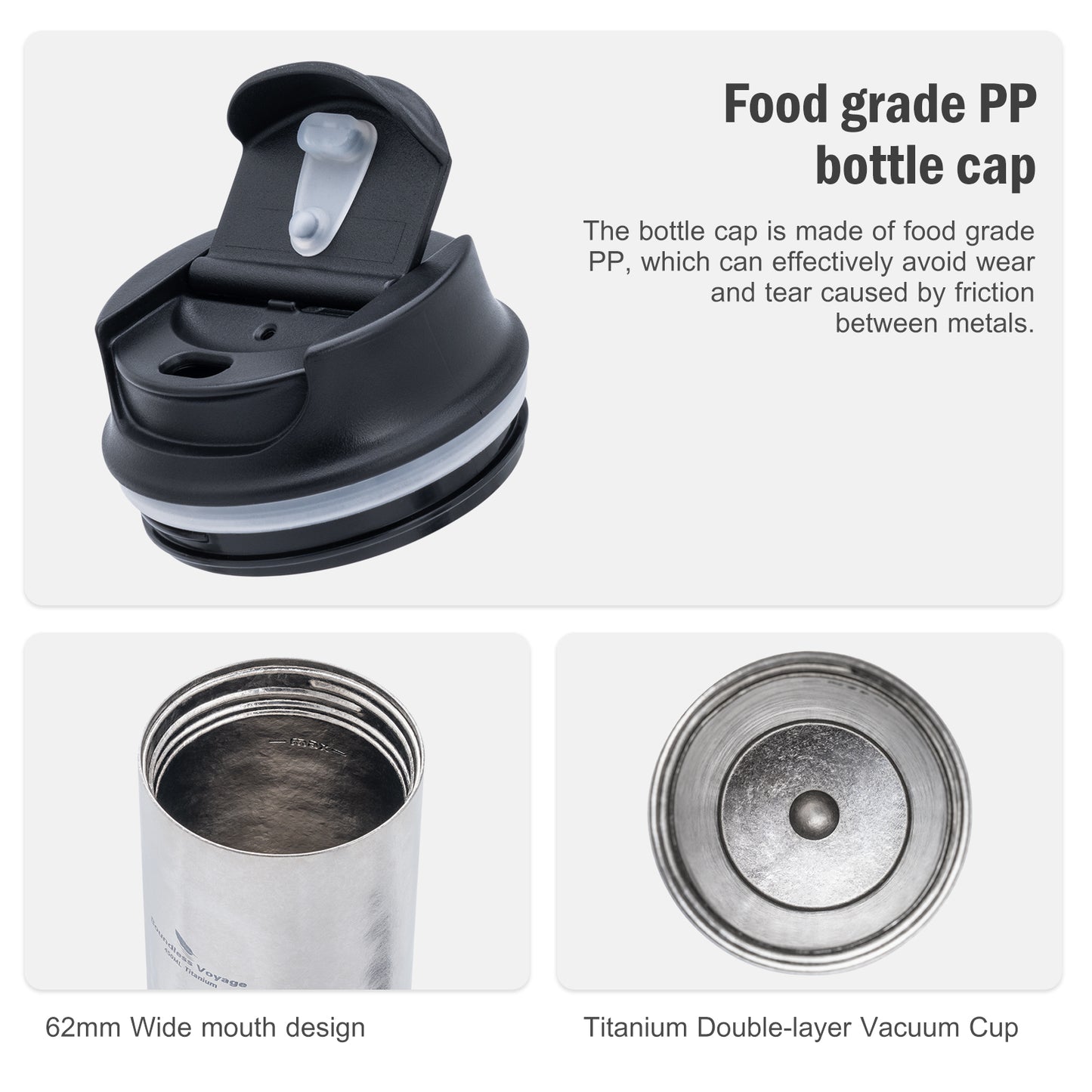 Boundless Voyage 450ml Double-Walled Insulated Titanium French Press Coffee Tumbler with Lid, Portable Filter Coffee Mug for Travel Daily Use Ti3255D