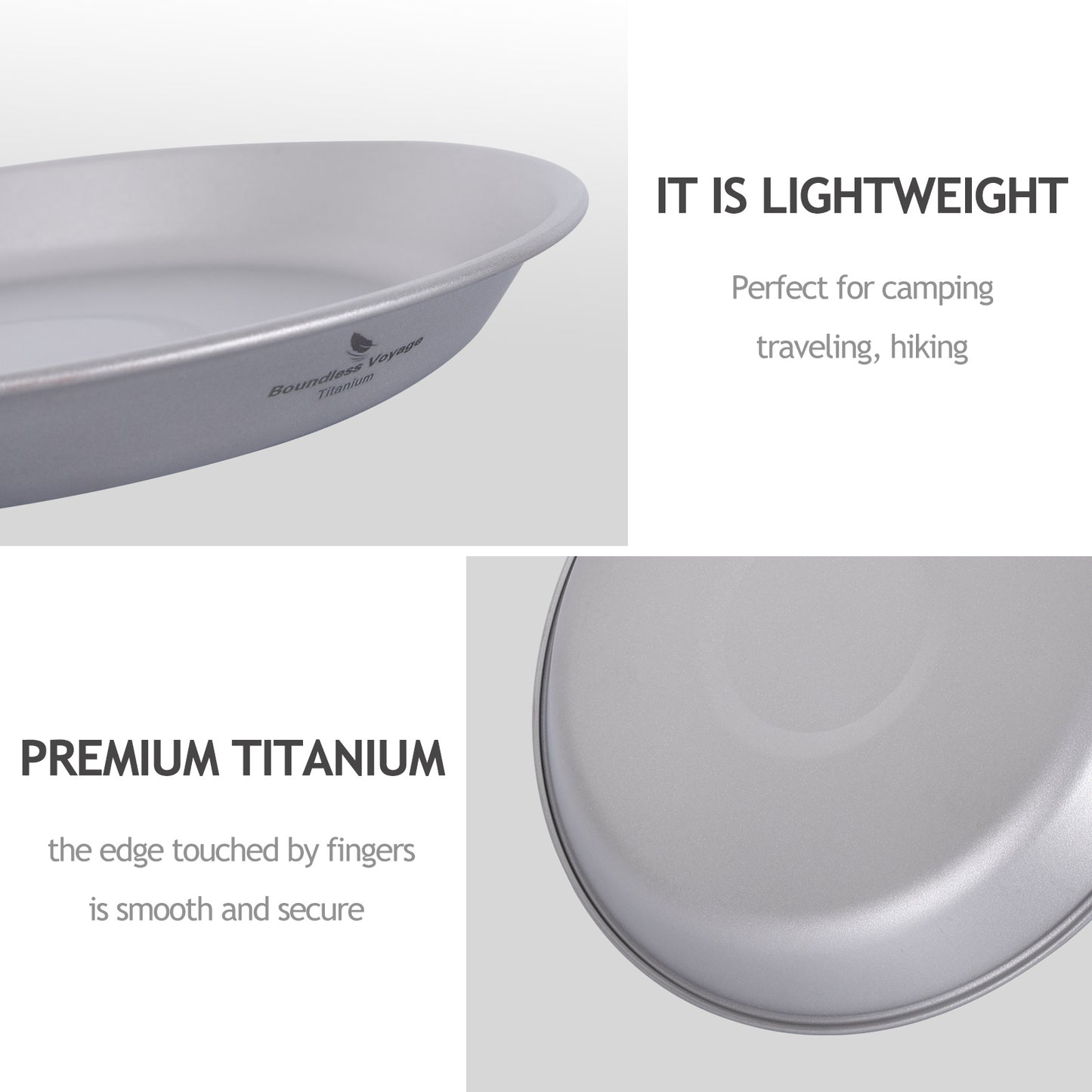 Boundless Voyage Ultralight Titanium Camping Dish Plate with Carry Bag, Portable Durable Outdoor Tableware for Camping, Hiking, Backpacking & Picnic Ti1111T