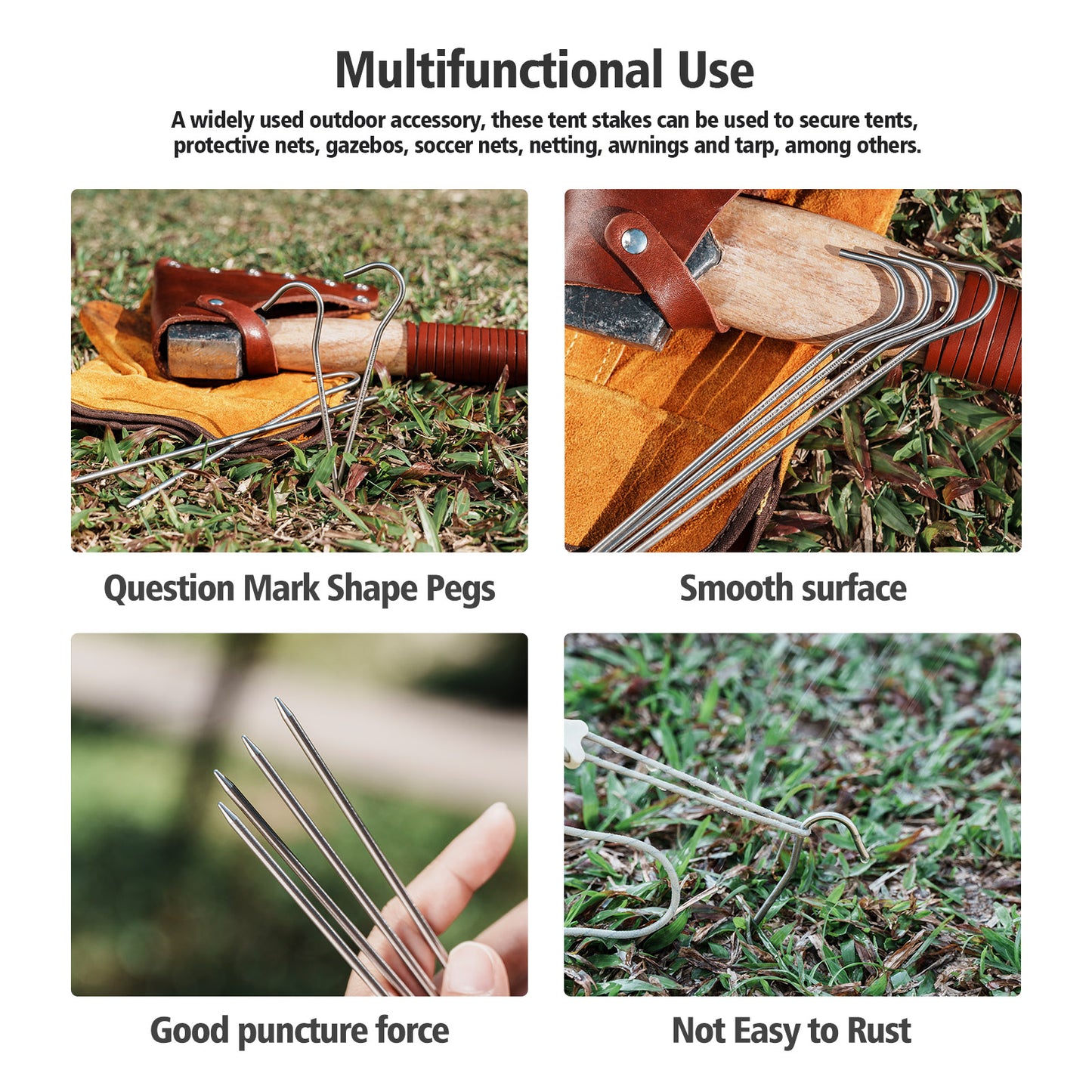 Boundless Voyage 16.5cm Titanium Alloy Tent Stakes | Ultralight Heavy Duty Ground Pegs, Portable Camping Accessories, 8Pcs / 12Pcs Optional Packs Ti4003P