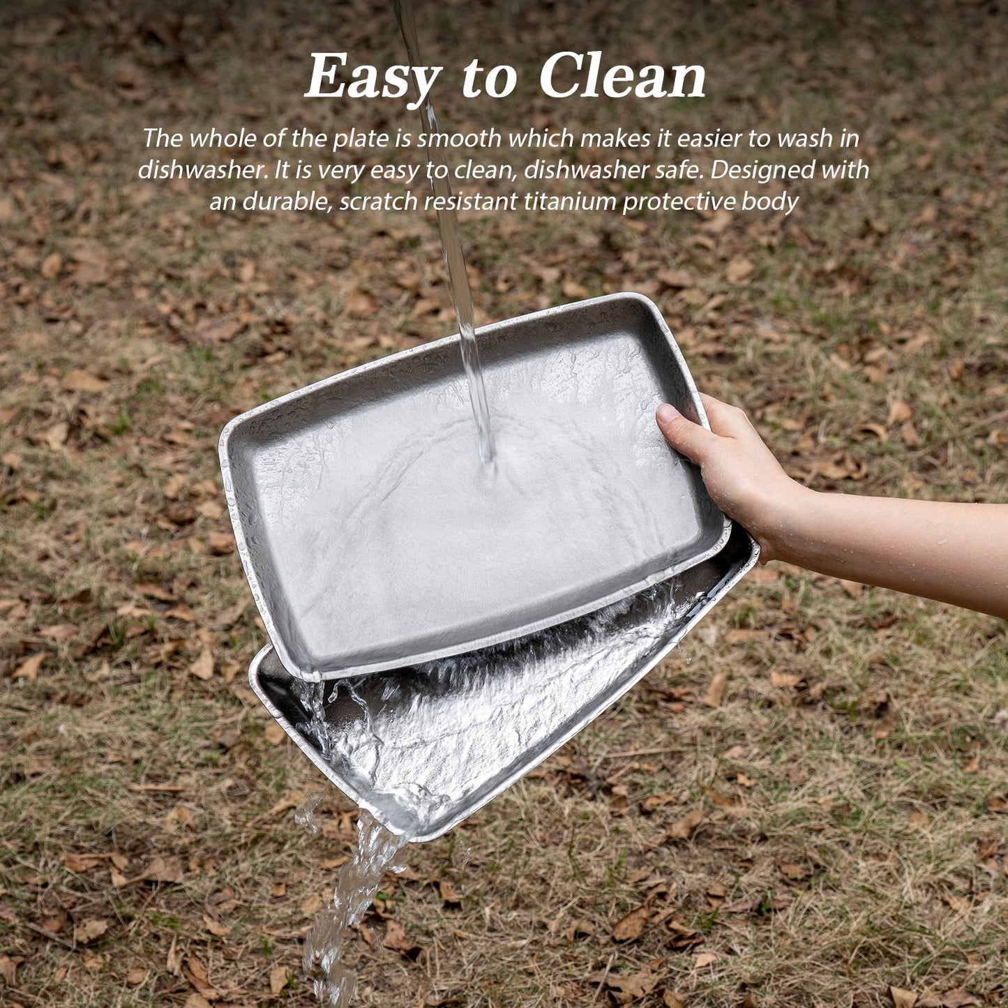 Boundless Voyage Pure Titanium Square Plate | Lightweight Heat-Resistant Portable Camping Tray, Dishwasher Safe Tableware for Home, Picnic & BBQ Ti1149T