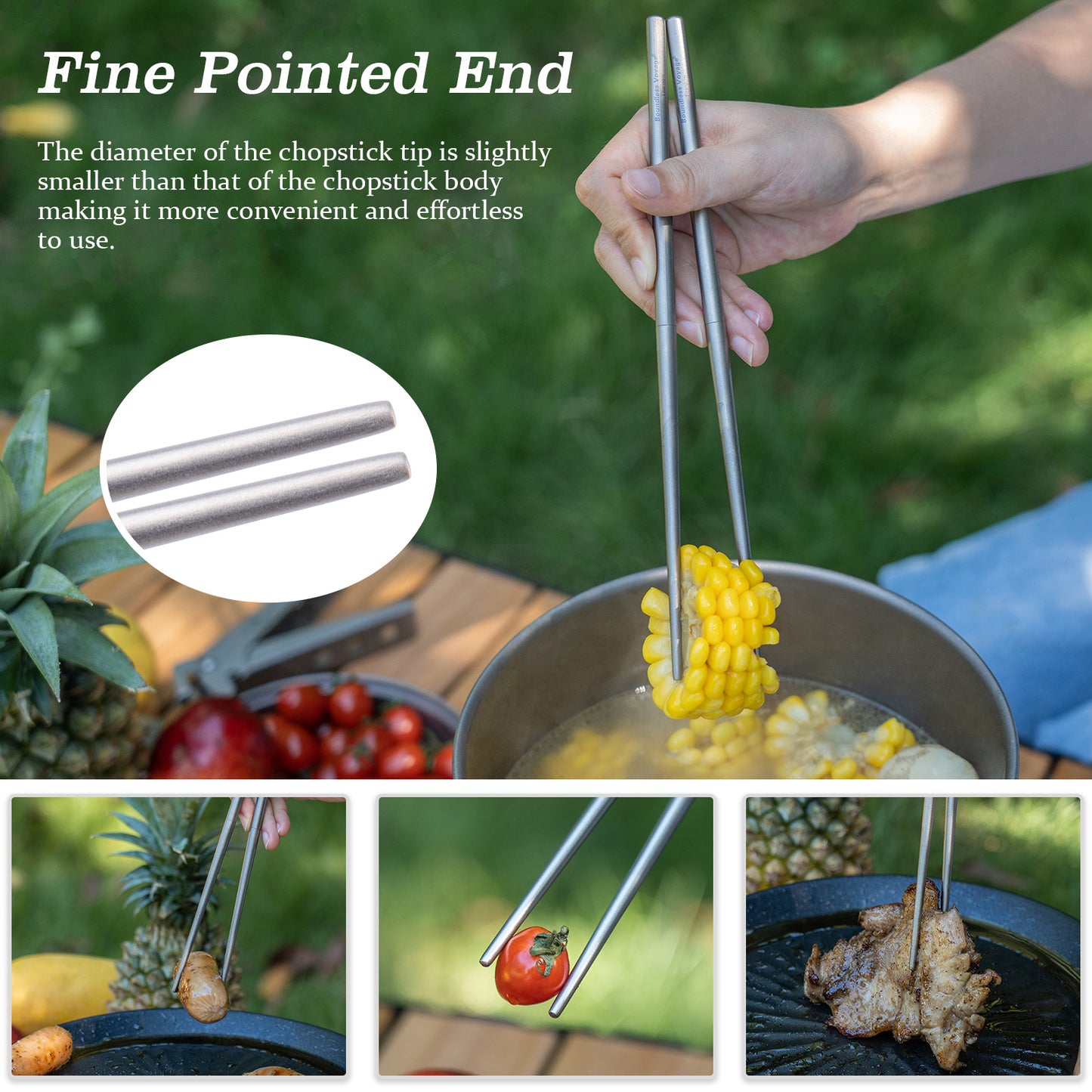 Boundless Voyage Pure Titanium Telescopic Foldable Chopsticks | Ultralight Portable Reusable Cutlery for Camping Hiking Travel Picnic Ti1007T