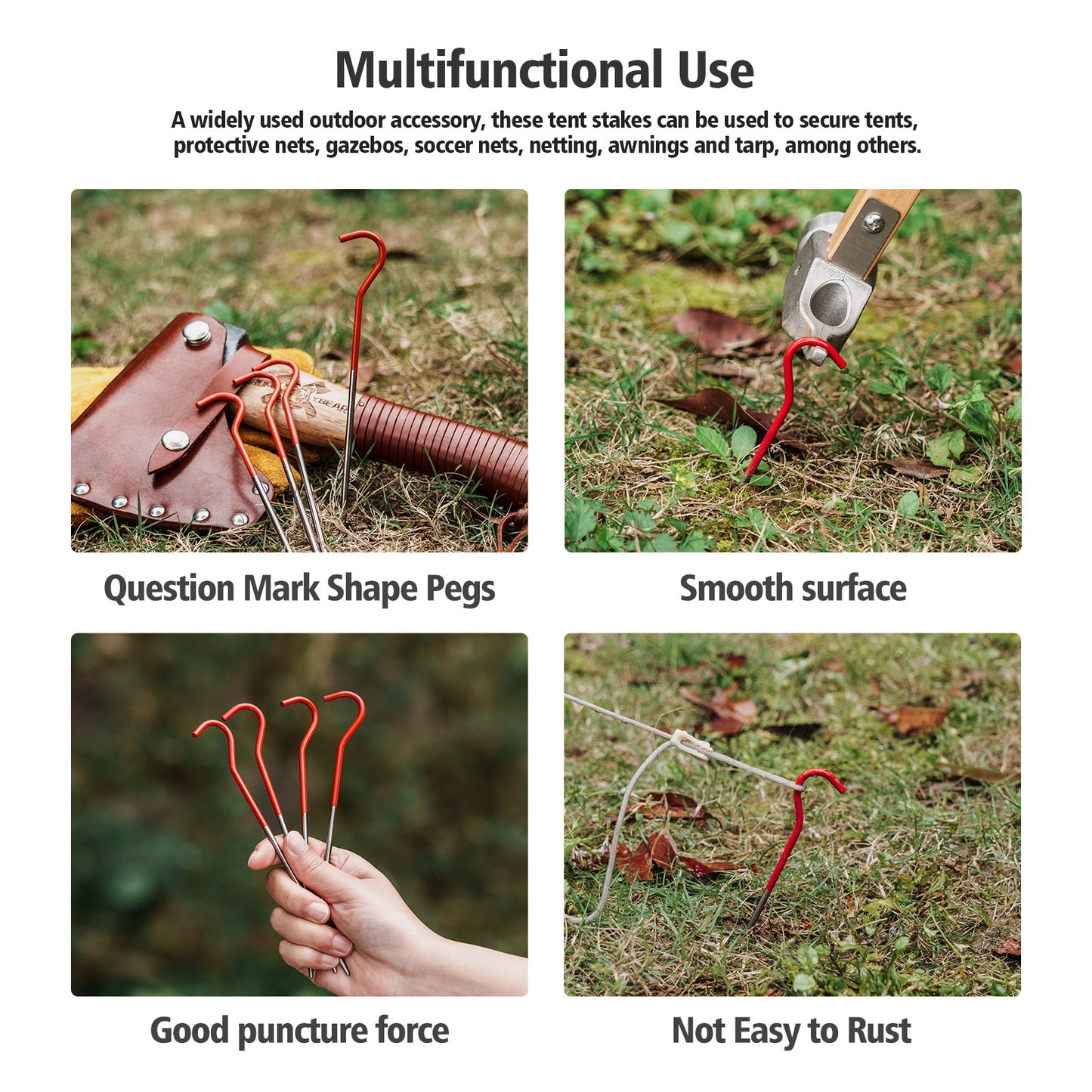 Boundless Voyage 16.5cm Titanium Alloy Tent Stakes | Ultralight Heavy Duty Ground Pegs, Portable Outdoor Camping Accessories, 8Pcs Pack Ti4002P