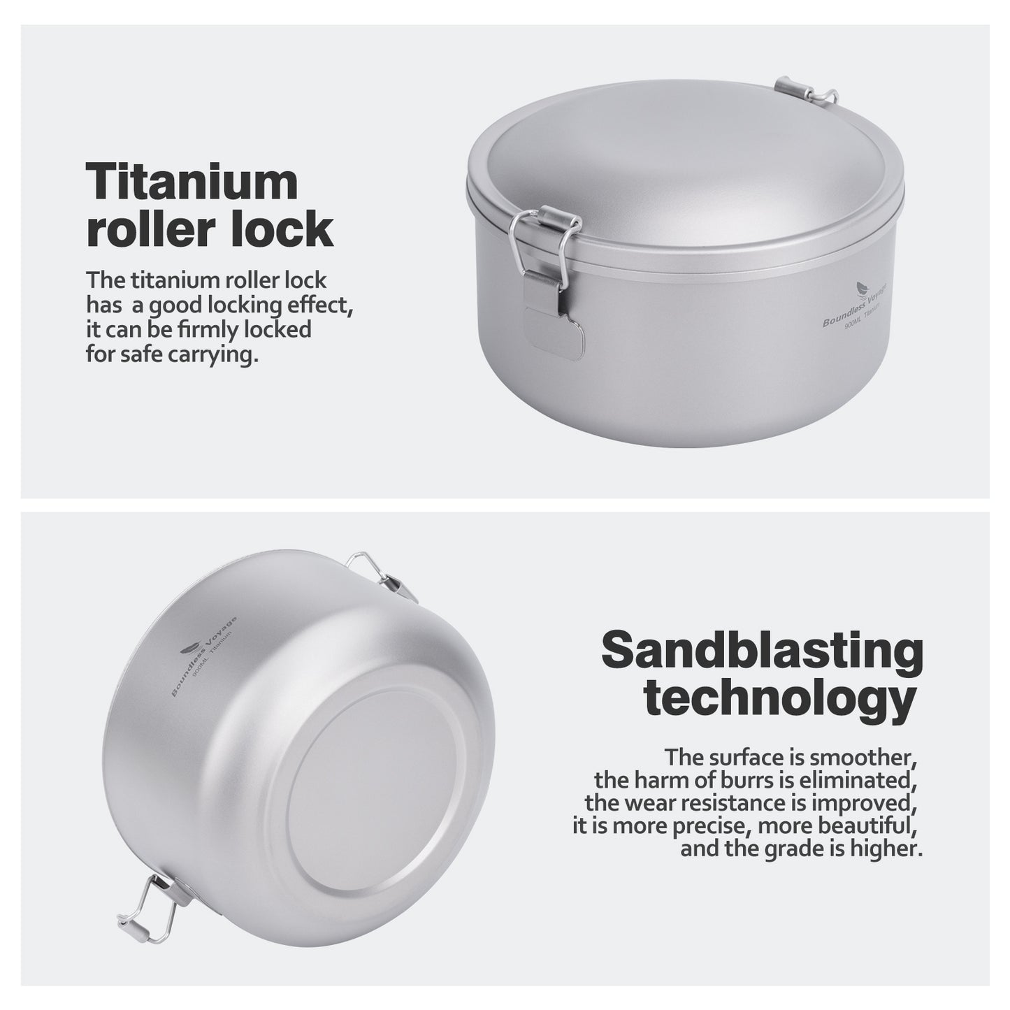 Boundless Voyage Outdoor Titanium Lunch Box Salad Soup Bowl with Lid Daily Separated Multi-layer Office Worker Bento Box Uncoated Ti1095T