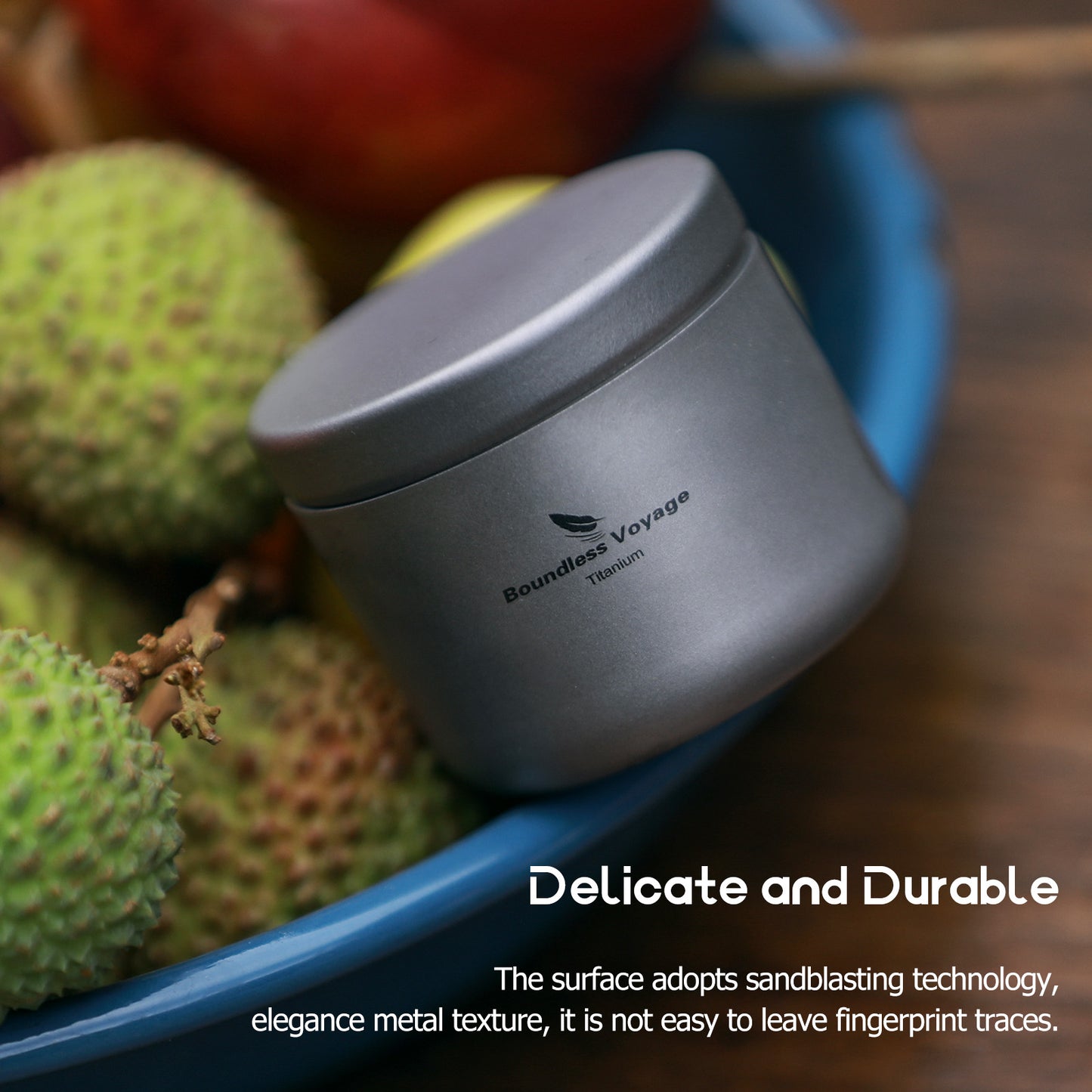 Boundless Voyage Titanium Tea Caddy Canister, Ultralight Portable Food Storage Container, Multi-Purpose Jar for Loose Tea, Coffee Beans, Spices, Nuts & Sugar, for Kitchen, Camping, Travel & Daily Use Ti3208D-Ti3210D