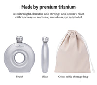 Boundless Voyage 180ml Titanium Hip Flask with Funnel Set Round Wine Bottle Special-shaped Small Pocket Flask Liquor Ti3067D