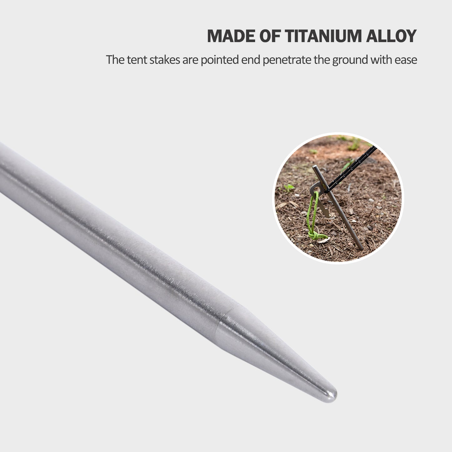 Boundless Voyage 20cm Pure Titanium Tent Stakes 6Pcs | Ultralight Heavy Duty Tent Pegs for Hard Soil, Snowfield & Grassland, Multi-Purpose Accessories for Camping, Hiking, Climbing & Garden Plant Support Ti4014P