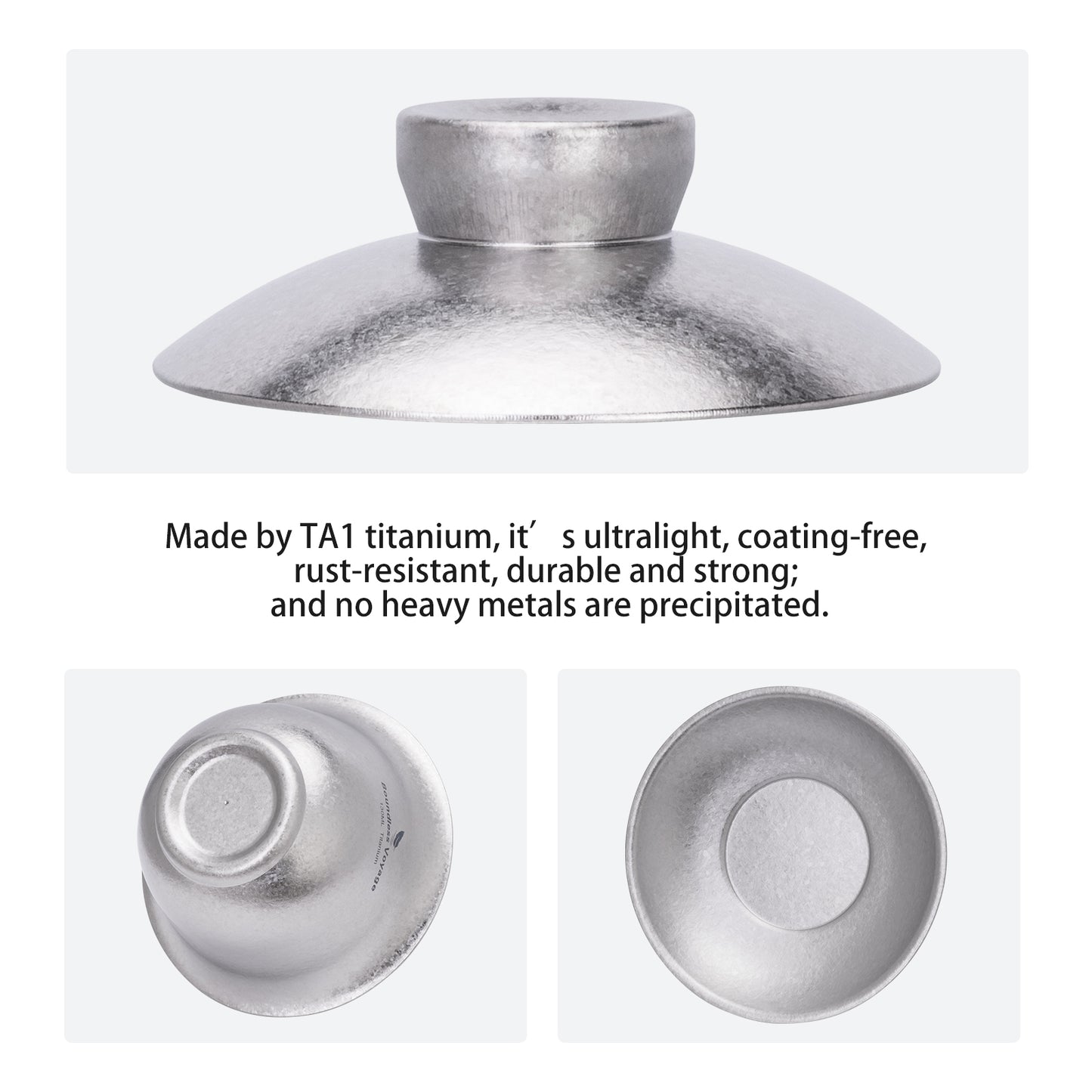 Boundless Voyage 130ml High-Temp Crystalline Finish Double Wall Titanium Gaiwan, Ultralight Three-Talent Kung Fu Tea Bowl, Anti-Scald Tea Set for Home Tea Ceremony & Camping Ti3144D