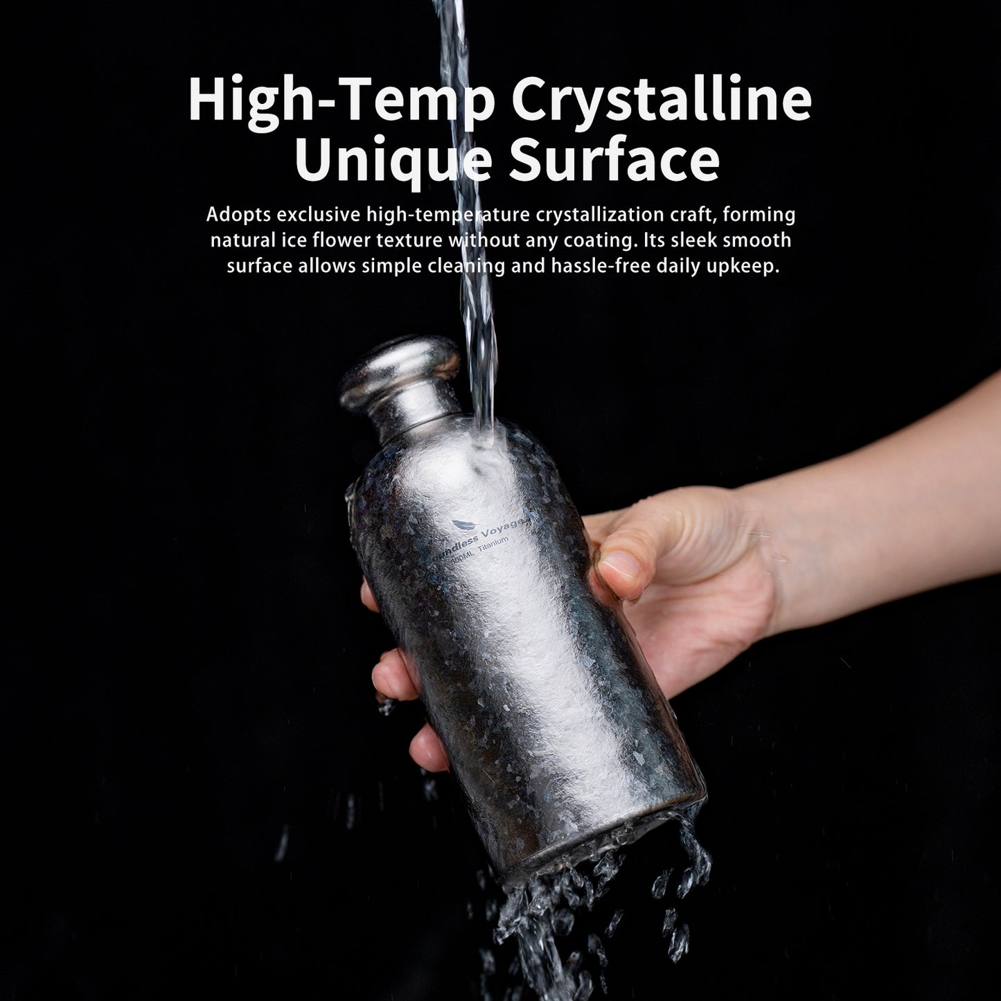 Boundless Voyage 500ml Coating-Free Titanium Flask bottle, Leakproof Narrow Mouth Portable Liquor Bottle for Travel Camping Hiking Ti3268A