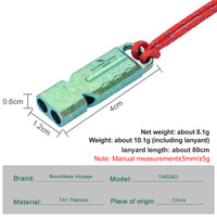 Boundless Voyage Titanium Dual Tube Survival Whistle, High Decibel Emergency Whistle, Lightweight & Durable Outdoor Safety Whistle for Camping Hiking Backpacking Ti9029O