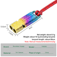 Boundless Voyage Titanium Dual Tube Survival Whistle, High Decibel Emergency Whistle, Lightweight & Durable Outdoor Safety Whistle for Camping Hiking Backpacking Ti9029O