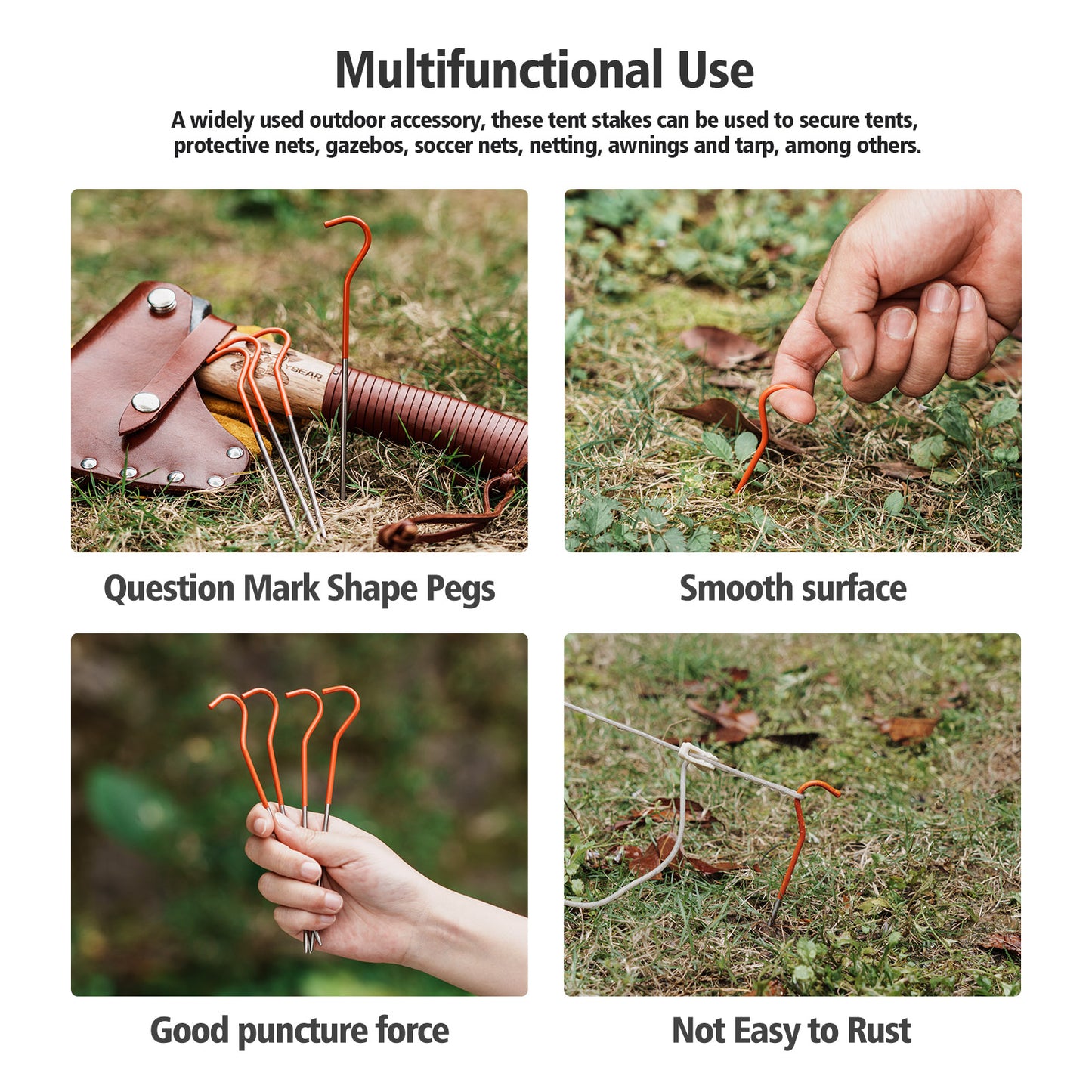 Boundless Voyage 15CM Titanium Alloy Tent Stakes | Ultralight Heavy Duty Ground Pegs, Outdoor Camping Accessories, Available in 8Pcs / 12Pcs Sets Ti4001P