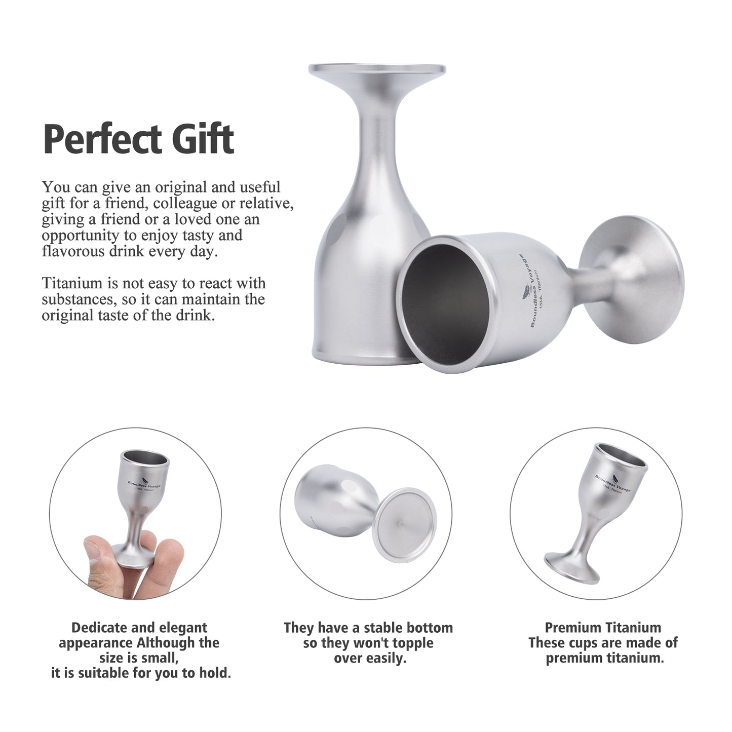 Boundless Voyage Titanium Mini Shot Glasses Cups Wine Drinking Cups Shooters Small Fancy Tequila Whiskey Shot Glasses Drinkware Ti3078D