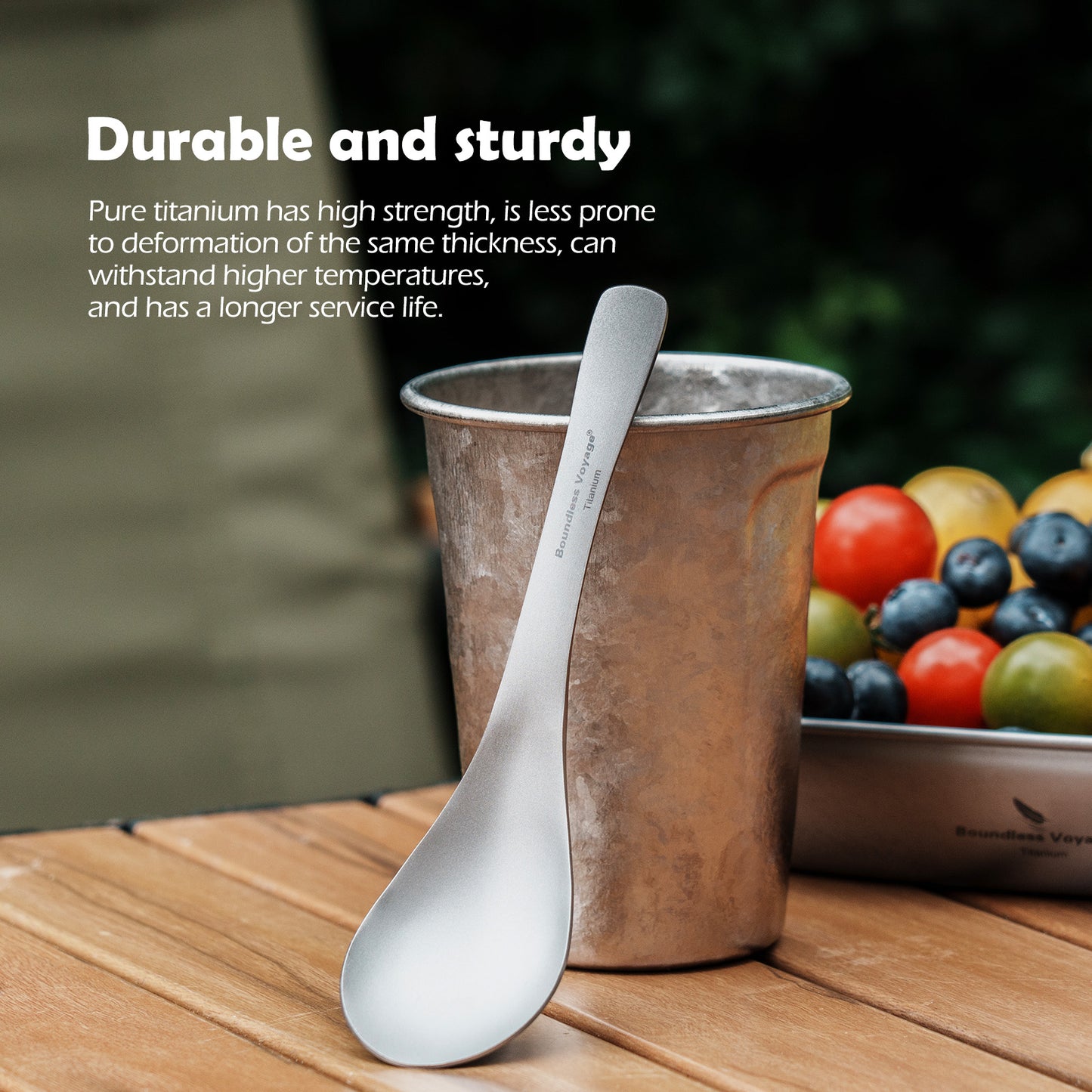 Boundless Voyage Titanium Soup Spoon 155mm One-Piece Ultralight Camping Cutlery for Outdoor Home Ti1067T