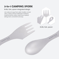 Boundless Voyage Titanium Spork 3-in-1 Fork, Spoon, Knife Cutlery Combo Ultra Lightweight Camping Utensil Ti1064T