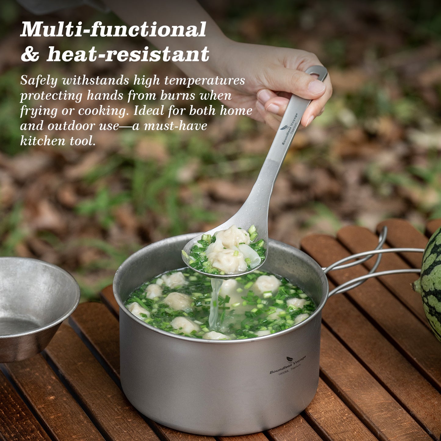 Boundless Voyage Pure Titanium Skimmer Colander with Long Handle | Ultralight Portable Kitchen & Camping Filter Spoon for Fried Food Ti1038A&nbsp;