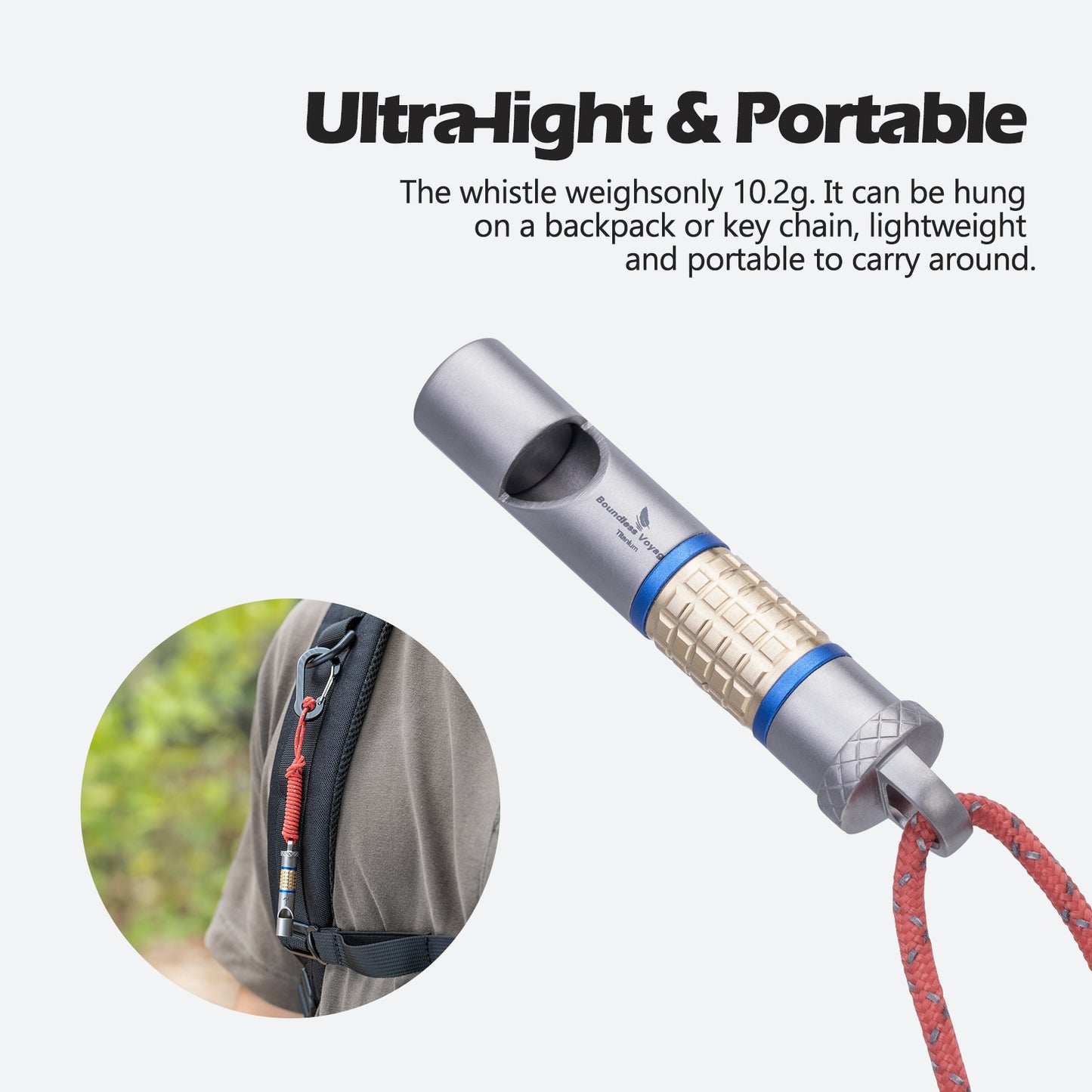 Boundless Voyage Titanium Whistle Emergency Survival Safety Whistles with Lanyard Loud for Outdoor Camping Hiking Coaches Training Sports Keychain Whistle Ti9013O