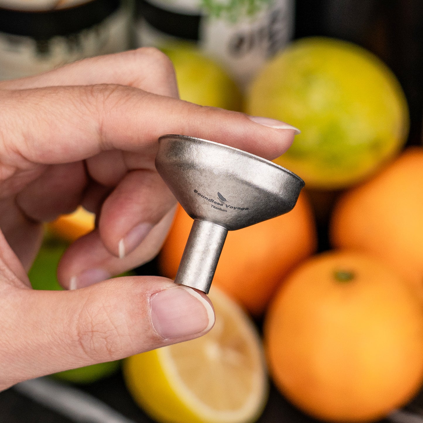 Boundless Voyage Titanium Funnel for Kitchen Bar Camping Lightweight Portable Durable No-Spill Metal Refilling Tool for Liquids, Oil, Wine, Soy Sauce & Spices, Dishwasher Safe Ti3070D