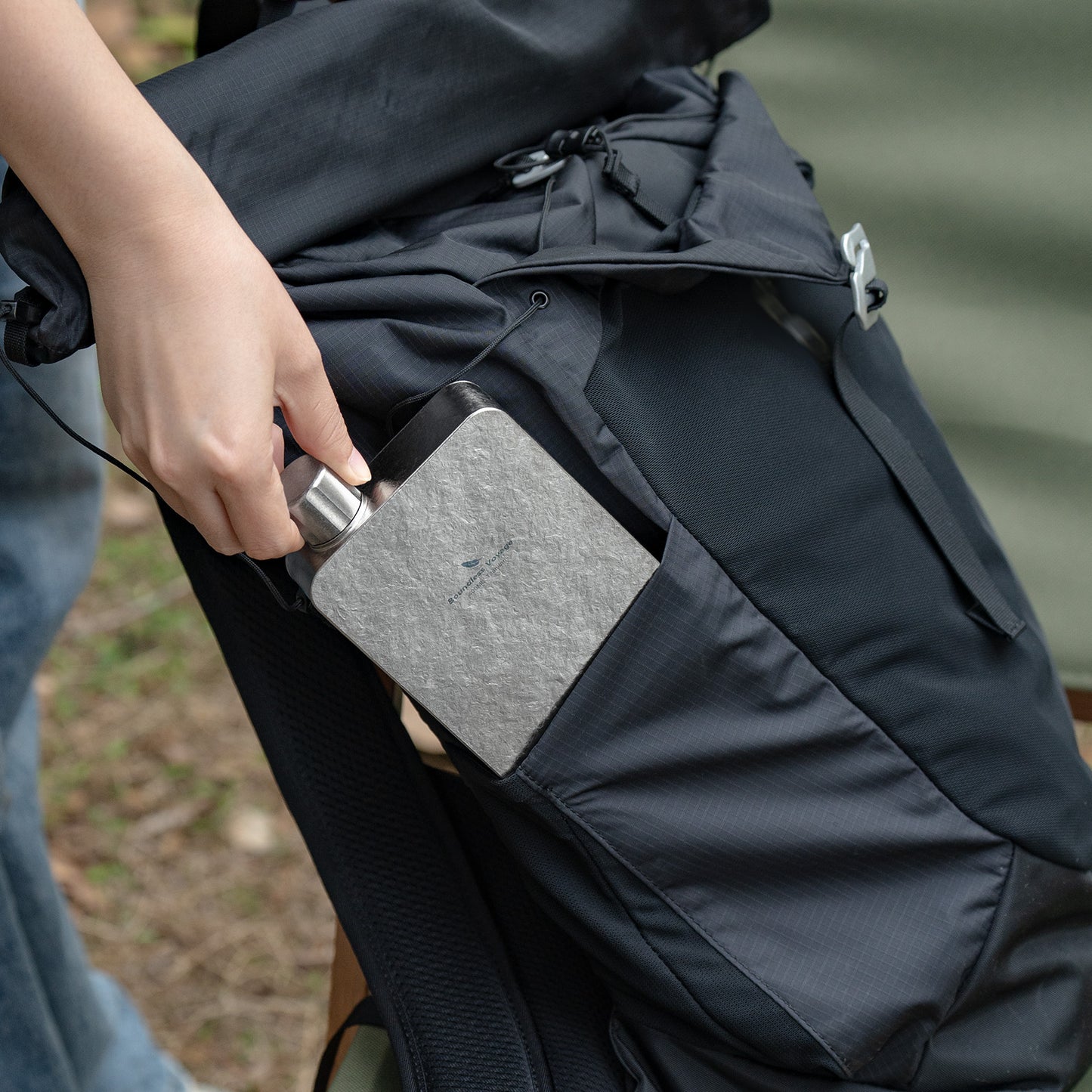 Boundless Voyage Titanium Flask 400ml, Camping & Travel Metal Liquor Bottle, Ultra-Light Square Design, Gift for Men & Outdoor Enthusiasts