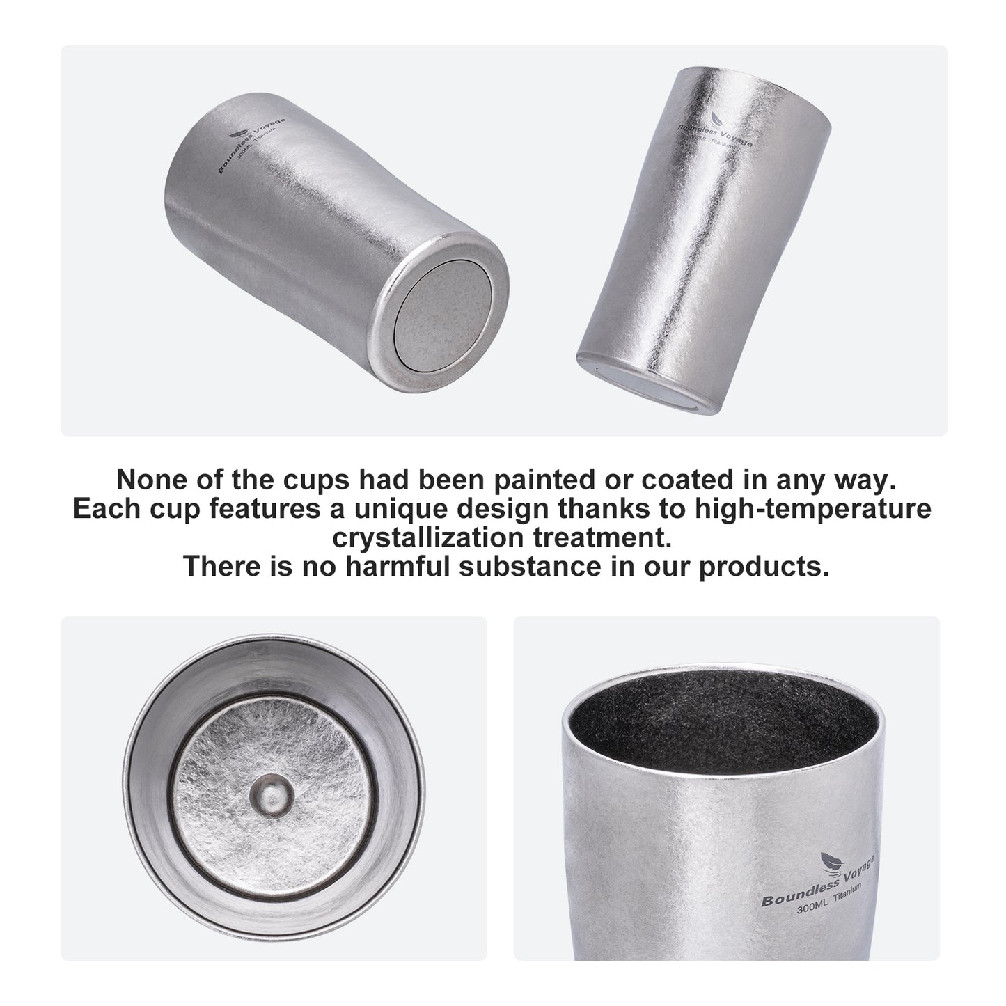 Boundless Voyage Titanium Double-Walled Beer Cup Ultralight Coffee Tea Juicy Cups for Home Outdoor Camping Picnic 300ml Crystallized Finish Ti3246D