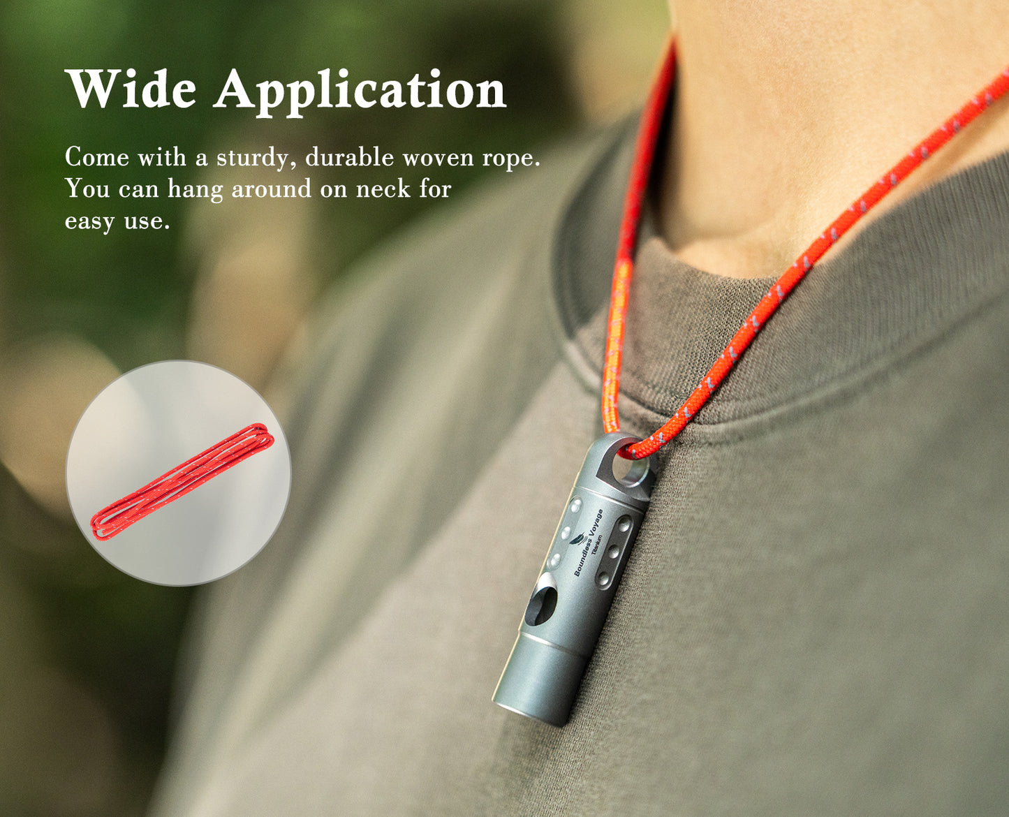 Boundless Voyage Titanium Whistle Emergency Survival Safety Whistles with Lanyard Loud for Outdoor Camping Hiking Coaches Training Sports Keychain Whistle Ti9016O