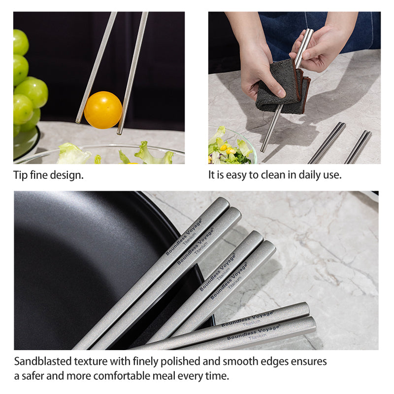 Boundless Voyage Titanium Square Chopsticks - Essential & Durable Camping Cutlery