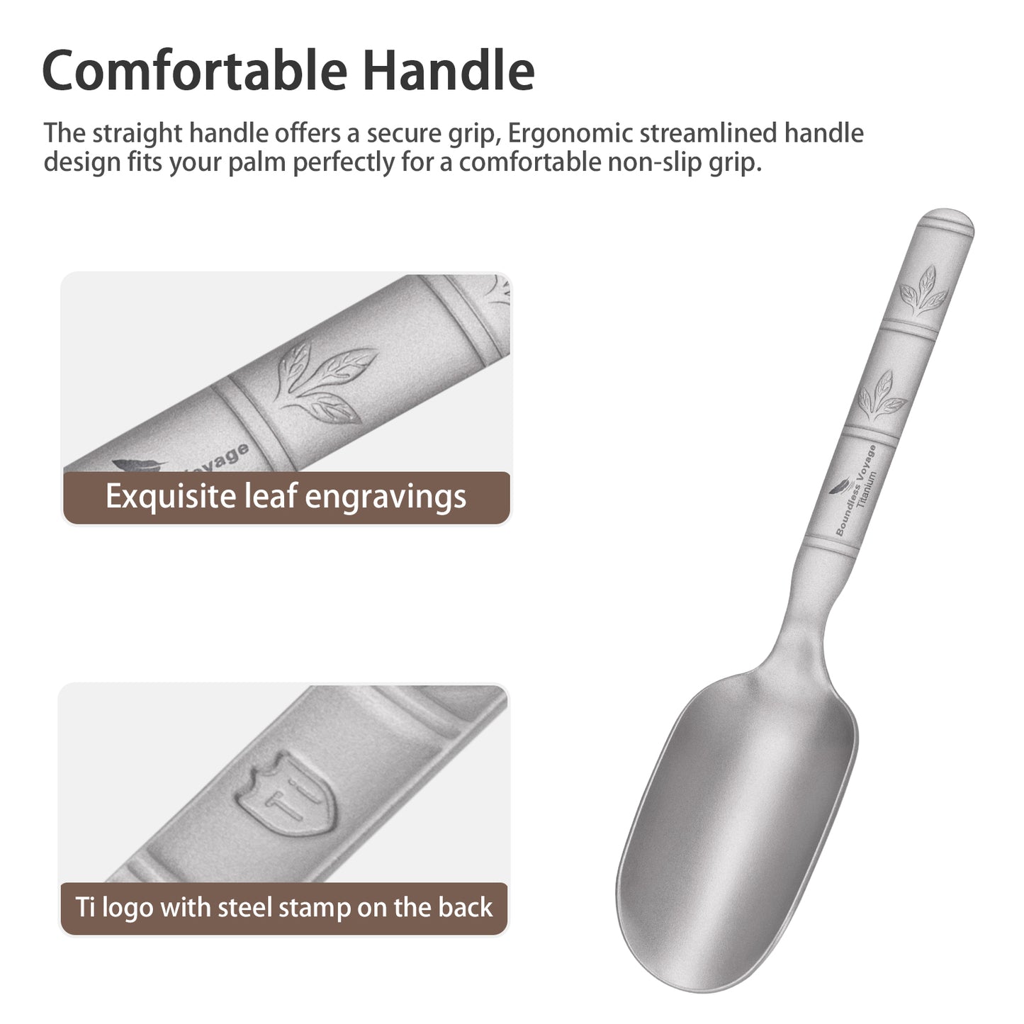 Boundless Voyage Titanium Tea Scoop, Lightweight Coffee Scoop for Camping Travel Home Outdoor Tableware with Carry Bag , Dishwasher Safe Ti1135T