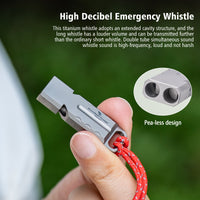 Boundless Voyage Titanium Dual Tube Survival Whistle, High Decibel Emergency Whistle, Lightweight & Durable Outdoor Safety Whistle for Camping Hiking Backpacking Ti9029O