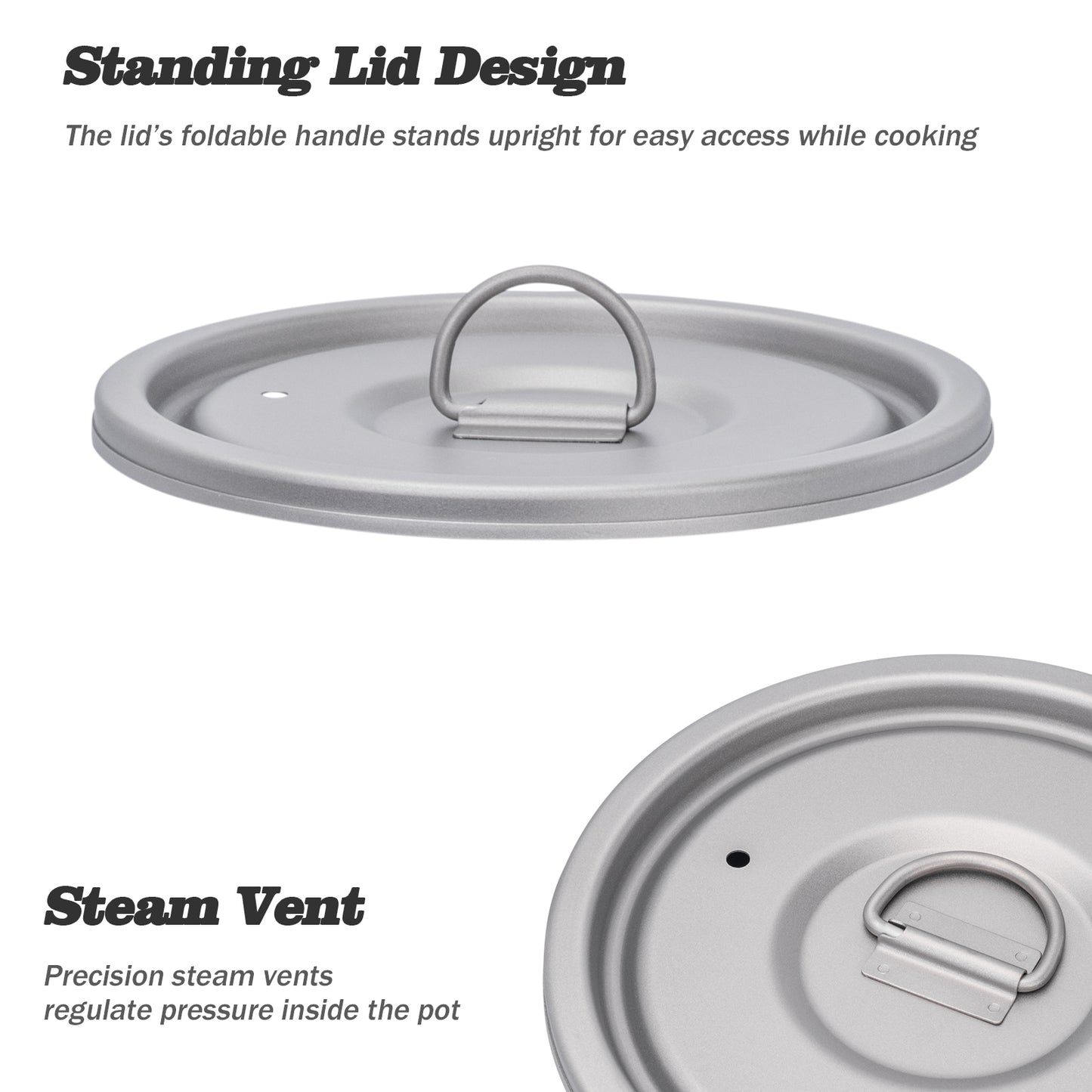 Boundless Voyage 1400ml Pure Titanium Camping Pot | Ultralight Backpacking Cookware with Lid & Foldable Handle for Hiking Camping