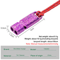 Boundless Voyage Titanium Dual Tube Survival Whistle, High Decibel Emergency Whistle, Lightweight & Durable Outdoor Safety Whistle for Camping Hiking Backpacking Ti9029O