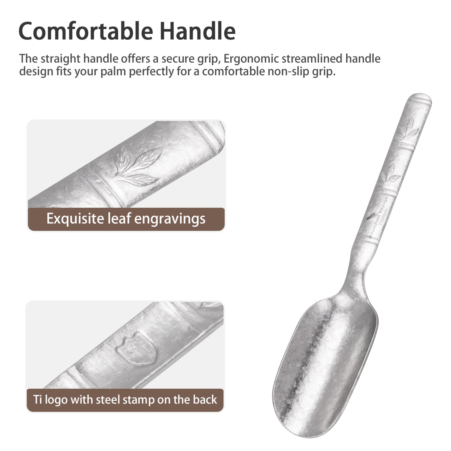 Boundless Voyage Titanium Tea Scoop, Lightweight Coffee Scoop for Camping Travel Home Outdoor Tableware with Carry Bag , Dishwasher Safe Ti1135T