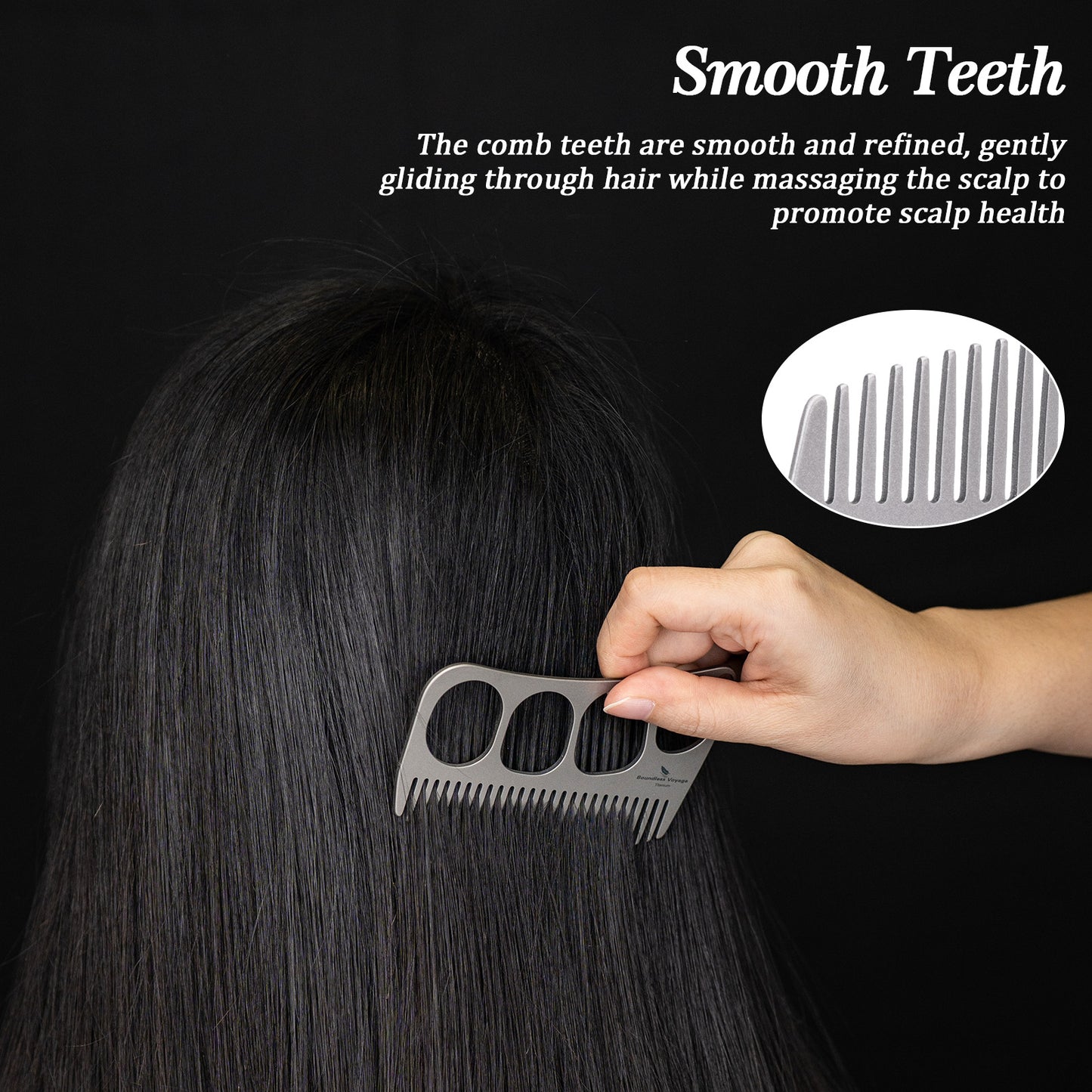 Boundless Voyage Titanium Crescent Comb, Unisex Hair & Beard Grooming Comb for Household Daily Use and Travel Carry