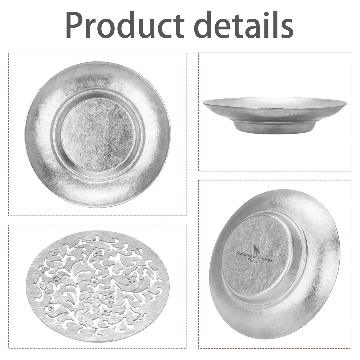 Boundless Voyage Titanium Tea Tray, Hollow Out Detachable Heat Insulation Anti-scald, Multipurpose Water Storage Drain Tray for Kung Fu Tea Home Kitchen Office Camping Ti3201D