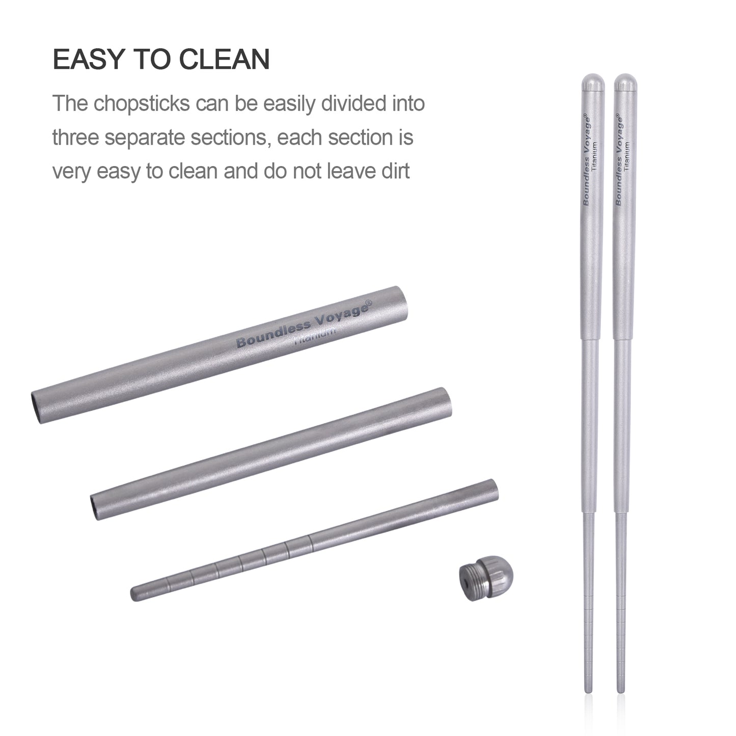 Boundless Voyage Foldable Telescopic Titanium Chopsticks Outdoor Camping Travel Picnic Folding Tableware Cutlery Titanium Camping Utensils Ti1004T
