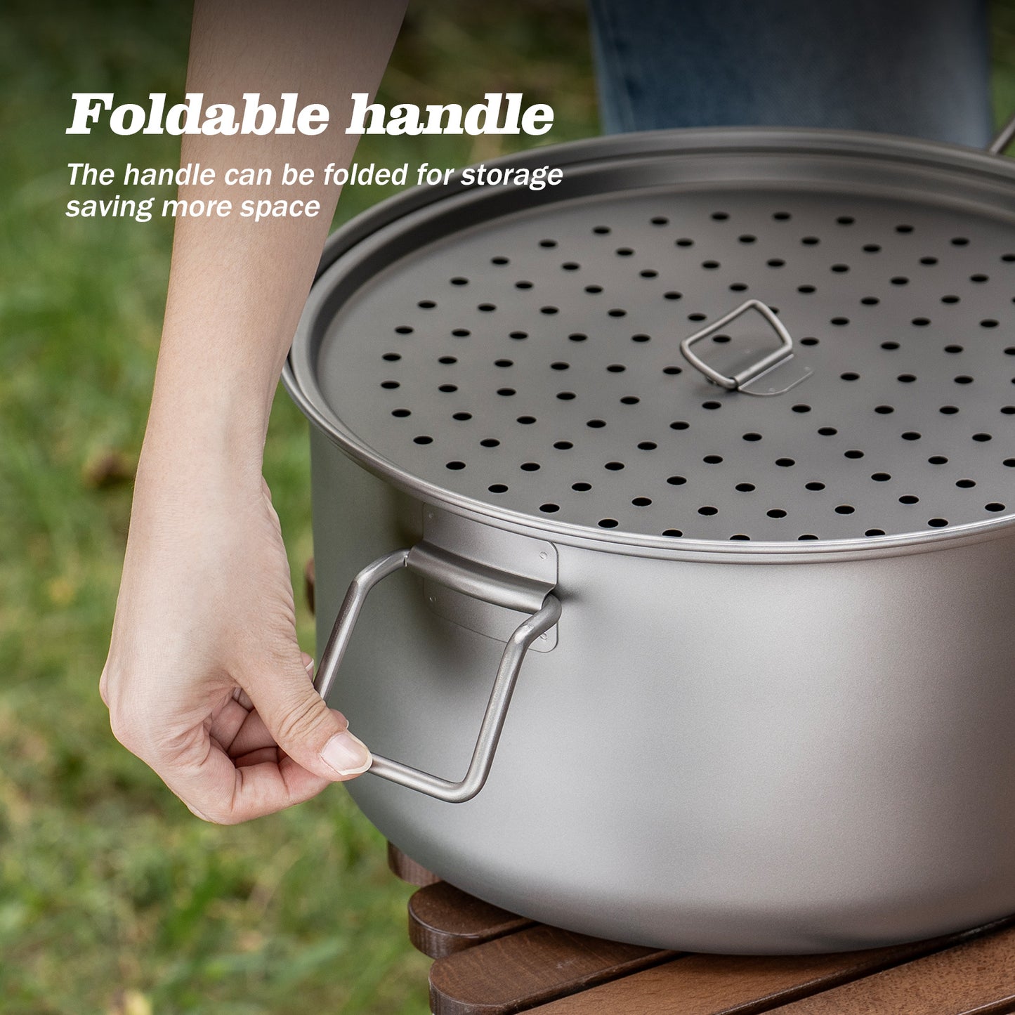 Boundless Voyage Titanium Steamer & Soup Hanging Pot, Lightweight Portable Cookware Kit for Outdoor Camping Hiking Picnic Travel & Household Kitchen Ti2115C