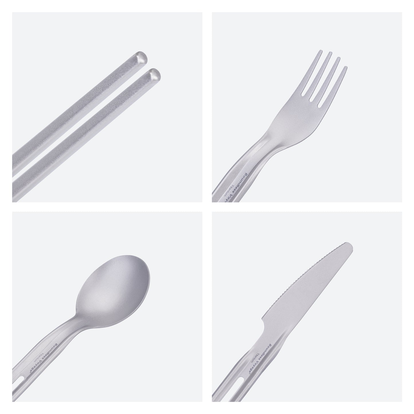 Boundless Voyage Ultralight Titanium Cutlery Set , Knife Spoon Fork Chopsticks Portable Tableware for Camping Travel  Ti1124T/Ti1125T