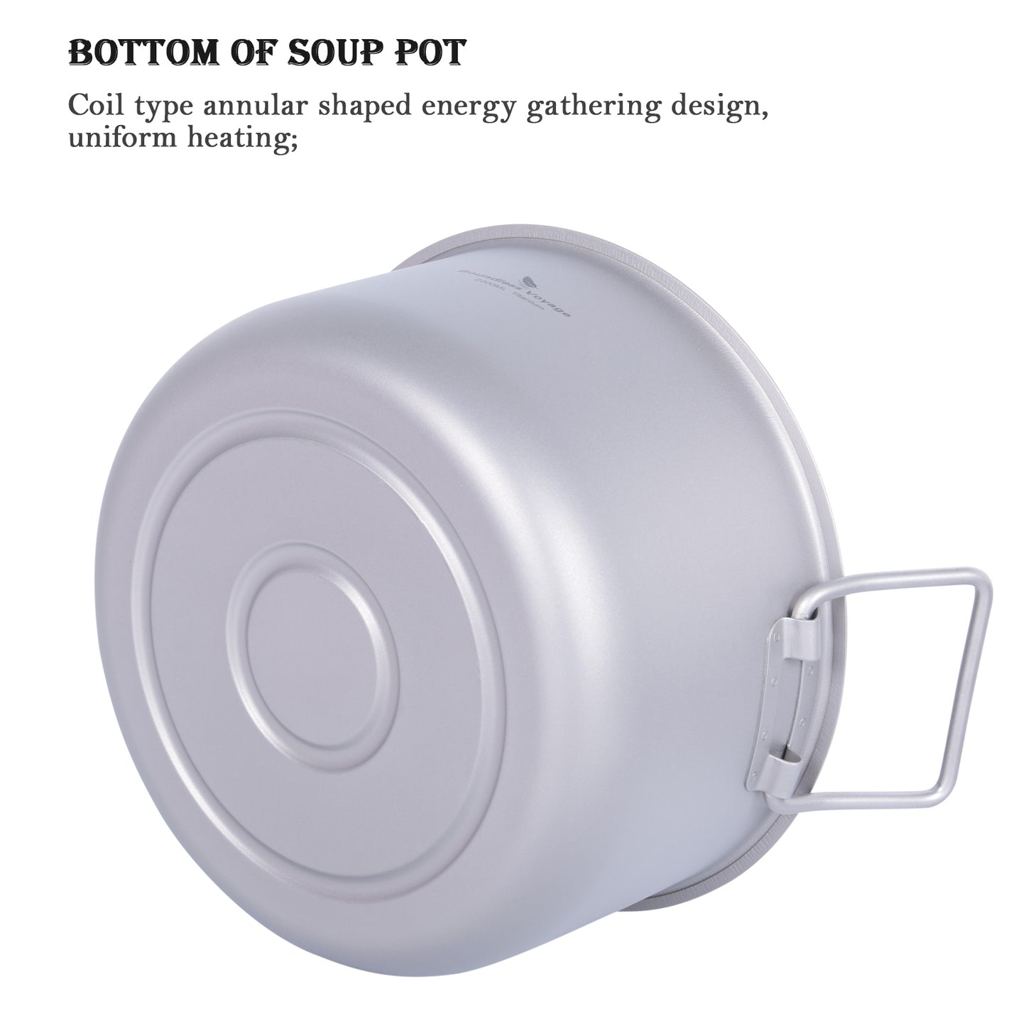 Boundless Voyage Titanium Soup Pot & Steamer Set 2.2L, Foldable Handle Camping Cookware for Hiking Kitchen Ti2111C