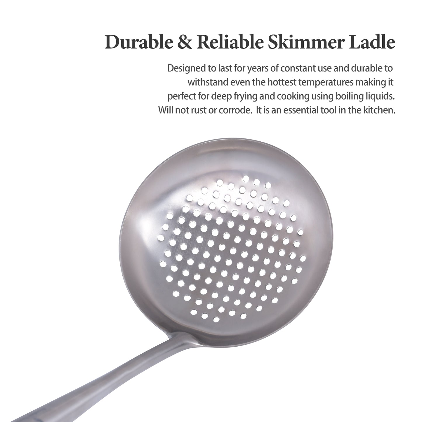 Boundless Voyage Pure Titanium Skimmer Spoon, Lightweight Strainer Colander Ladle with Wooden Handle, Durable Kitchen Cooking Tool for Home & Outdoor Ti5005P