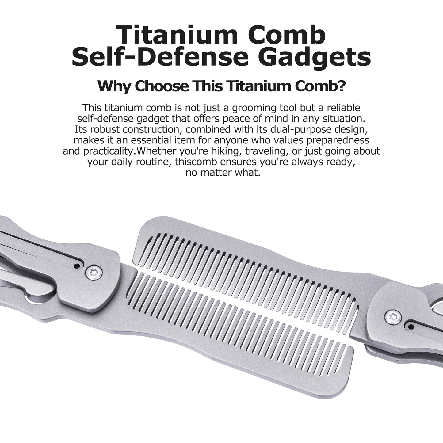 Boundless Voyage Titanium Hair Styling & Beard & Mustache Folding Pocket Comb, Portable EDC Accessories for Men and Women Ti9011O