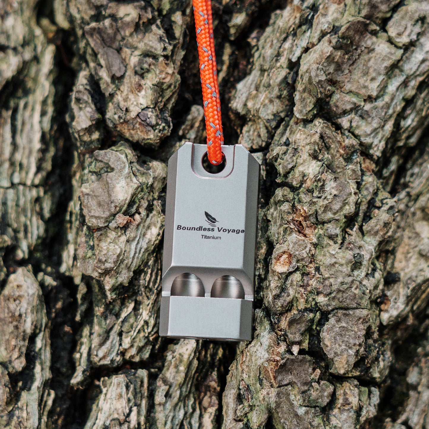 Boundless Voyage Titanium Whistle Emergency Survival Safety Whistles with Lanyard Loud for Outdoor Camping Hiking Coaches Training Sports Keychain Whistle Ti9021O