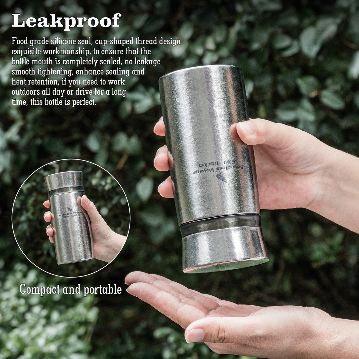 Boundless Voyage 280ml Mini Titanium Vacuum Insulated Bottle , Portable Travel Coffee Water Cup for Girls &amp; Daily Outdoor Ti3014D