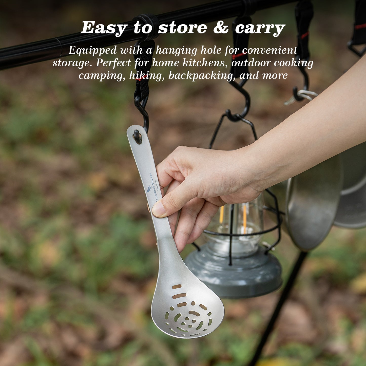 Boundless Voyage Pure Titanium Skimmer Colander with Long Handle | Ultralight Portable Kitchen & Camping Filter Spoon for Fried Food Ti1038A&nbsp;