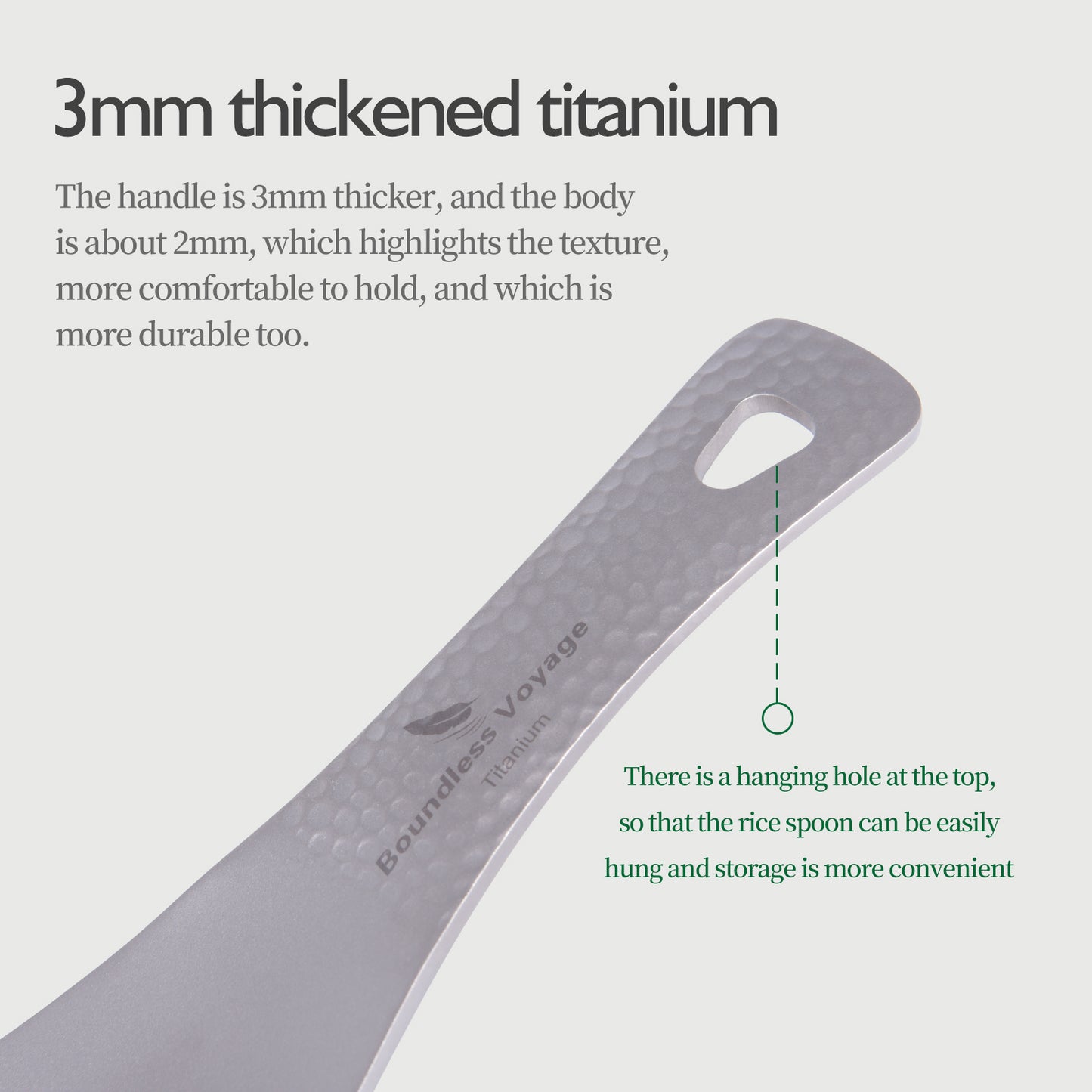 Boundless Voyage Titanium Rice Ladle Outdoor Camping Household Rice Meal Shovel Scoop Spoon Thickened Ti1079T
