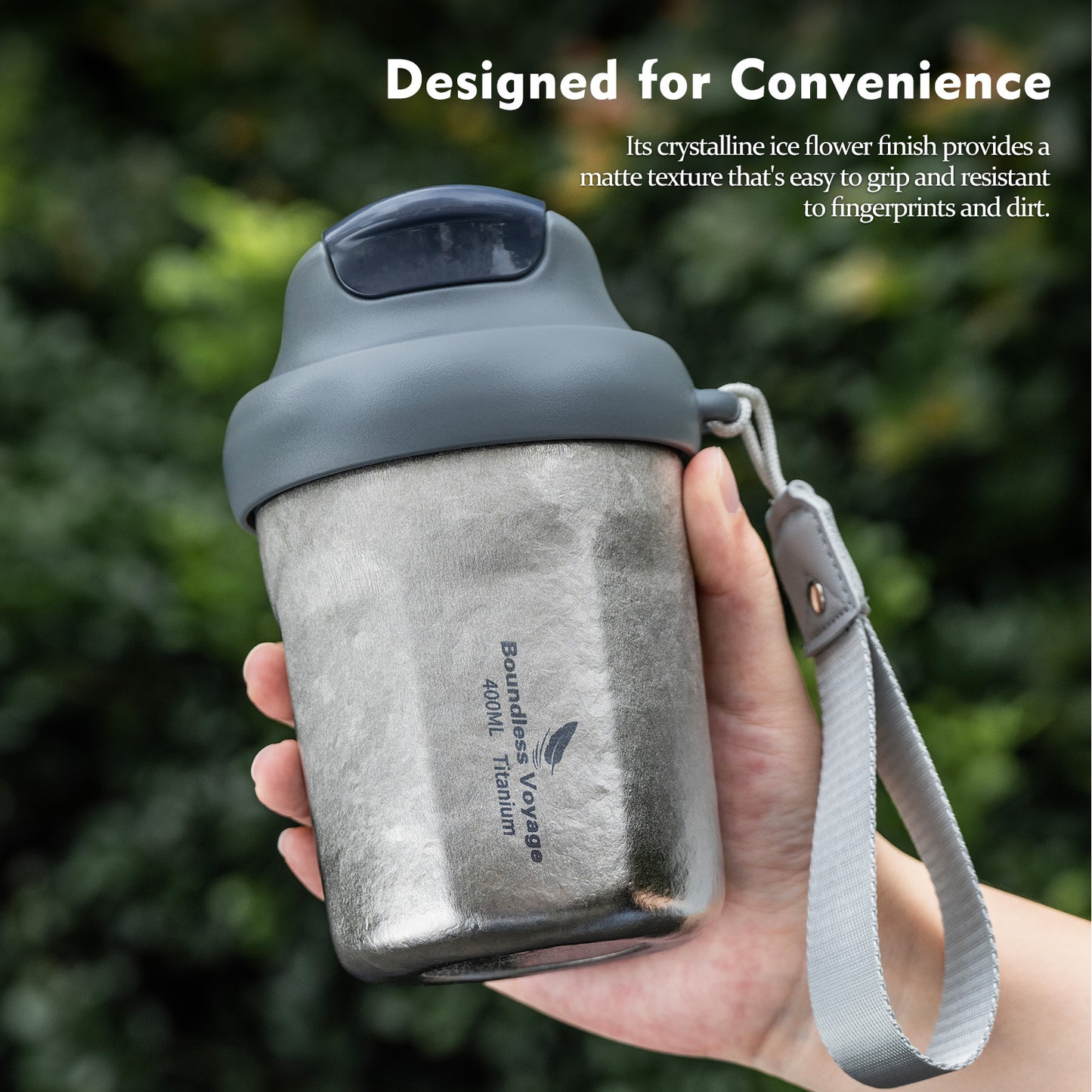 Boundless Voyage 400ml Titanium Vacuum Insulated Travel Coffee Mug , Spill-Proof Thermal Cup for Hot & Cold Drinks  Ti3236D