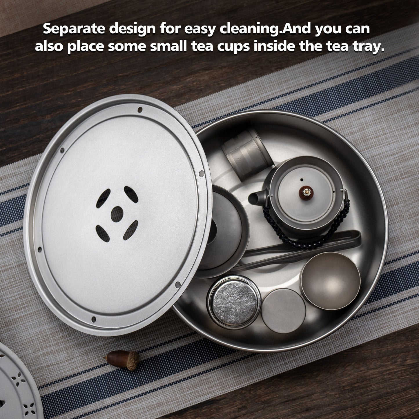 Boundless Voyage Titanium Tea Tray Serving Tray Travel Home Office Tea Coffee Container Drainage Water Storage Titanium Pot Ti3214D